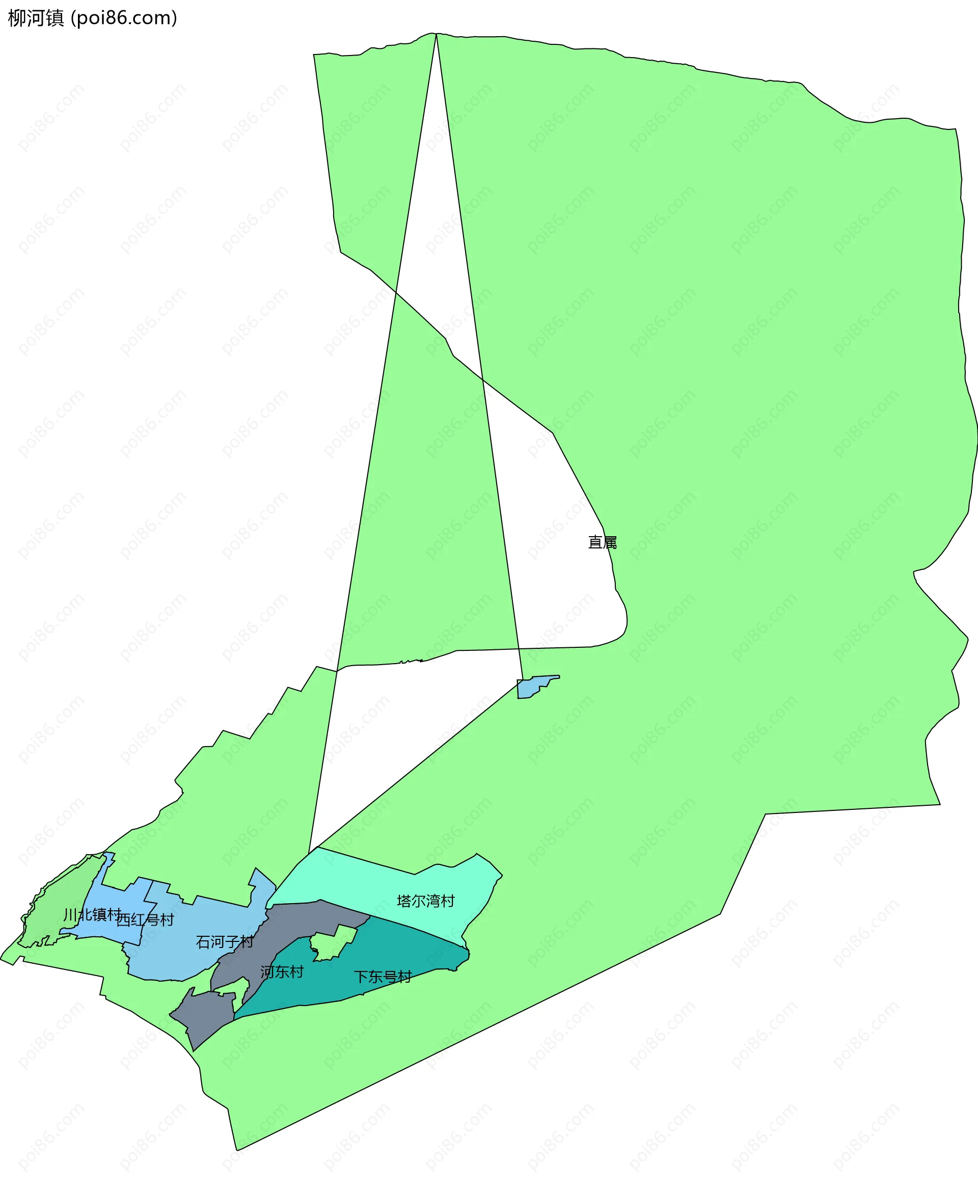 柳河镇边界地图(五级行政区划)