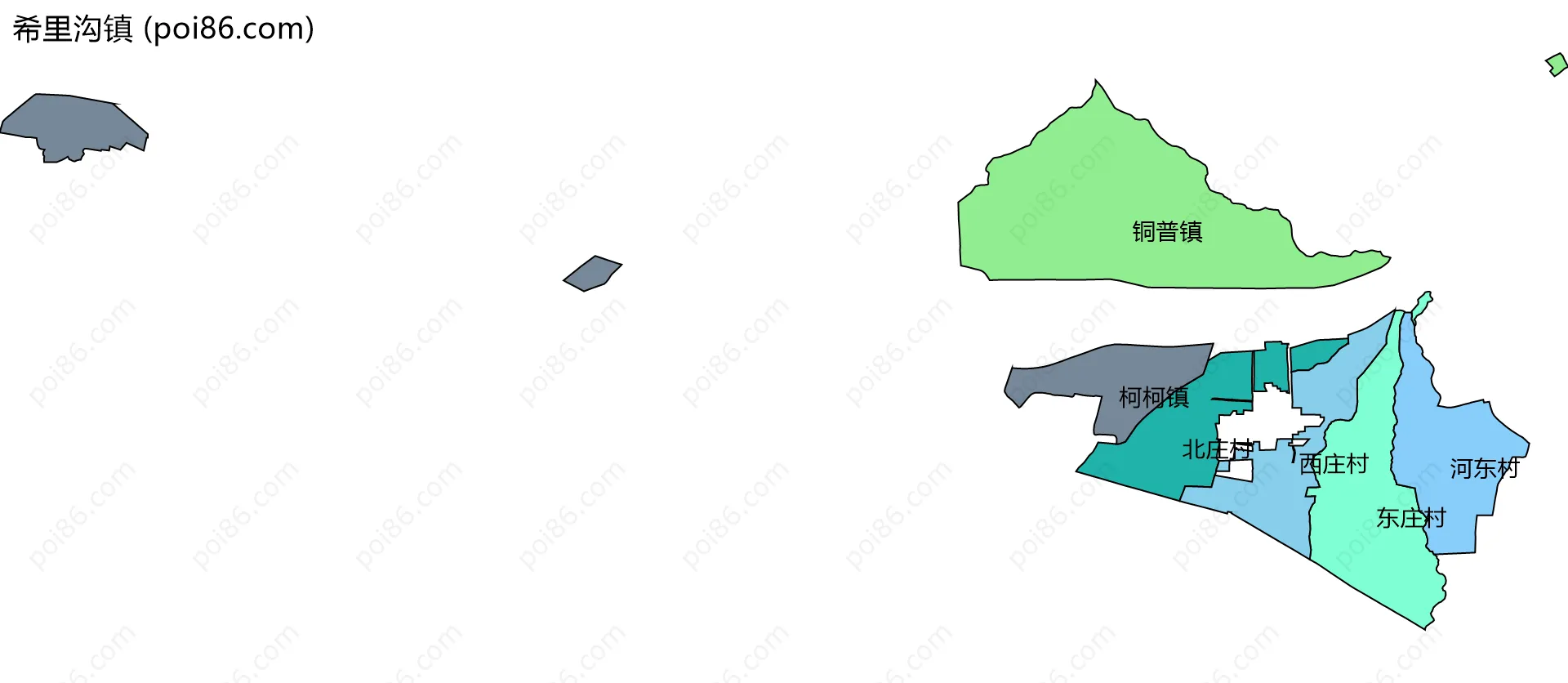 希里沟镇边界地图(五级行政区划)
