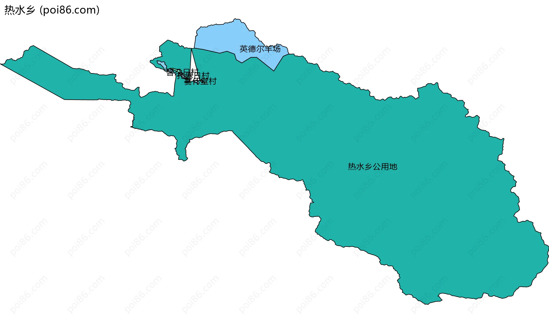 热水乡边界地图(五级行政区划)