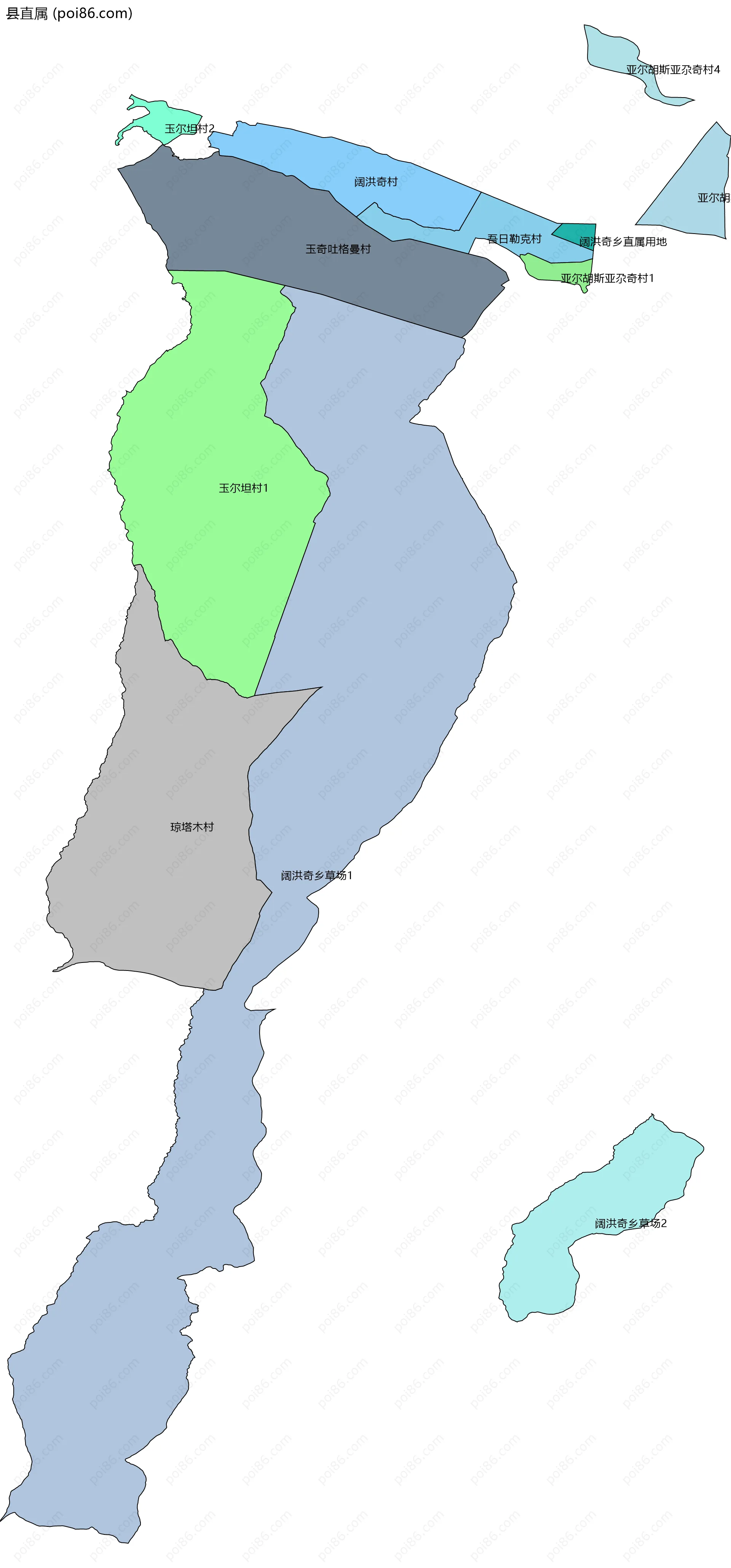 县直属边界地图(五级行政区划)