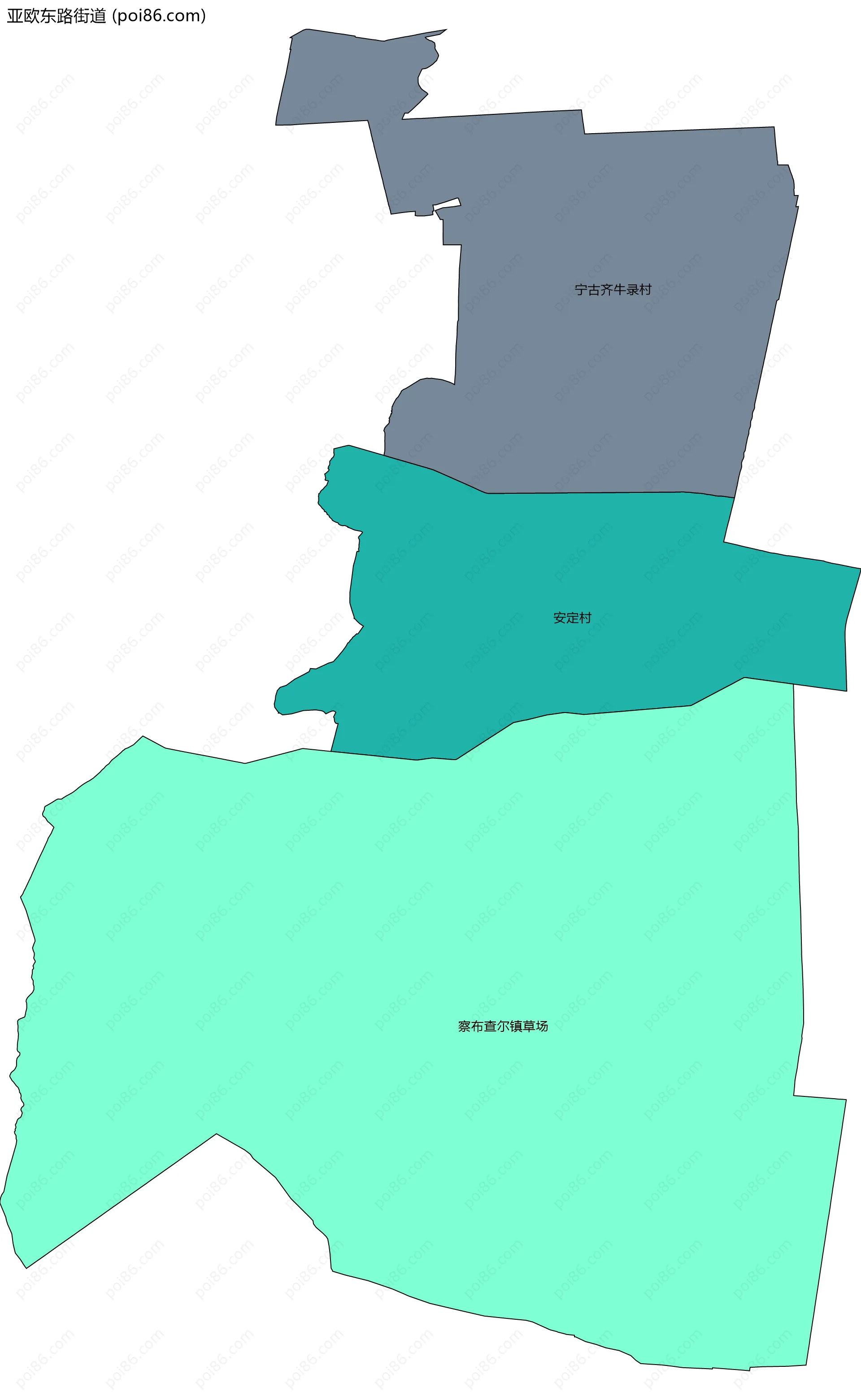 亚欧东路街道边界地图(五级行政区划)