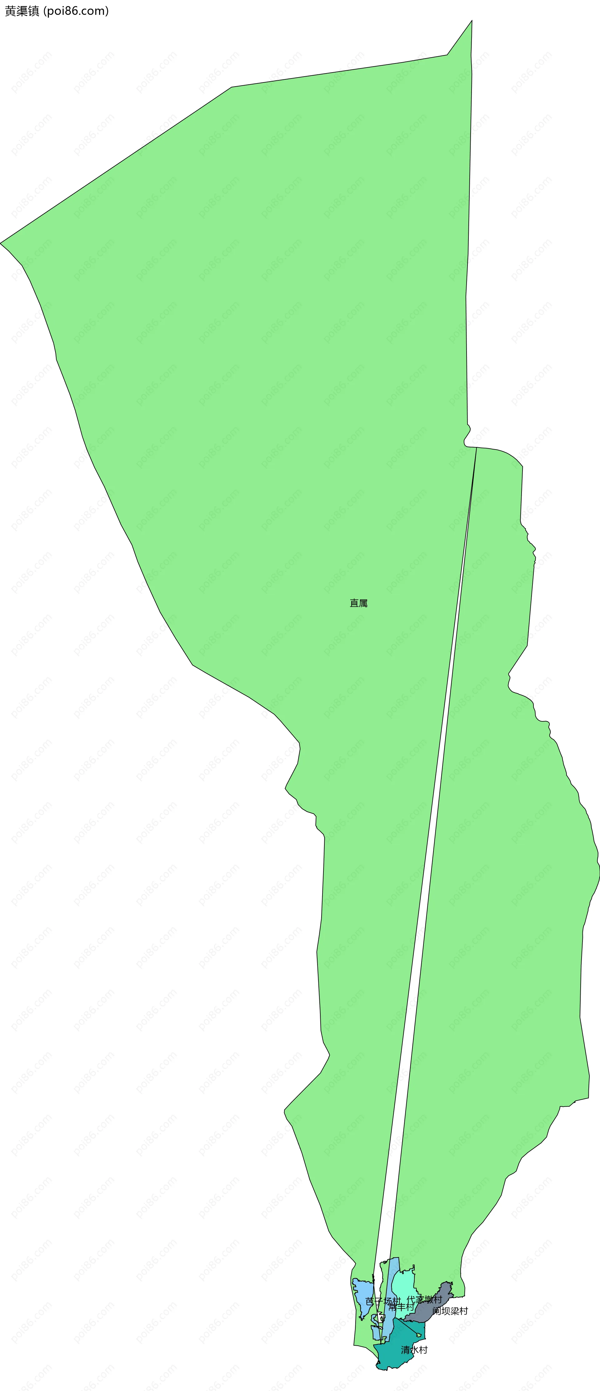 黄渠镇边界地图(五级行政区划)