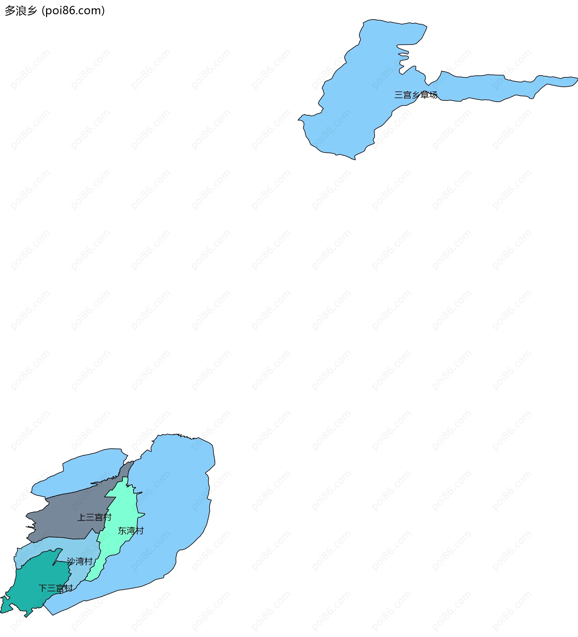 多浪乡边界地图(五级行政区划)