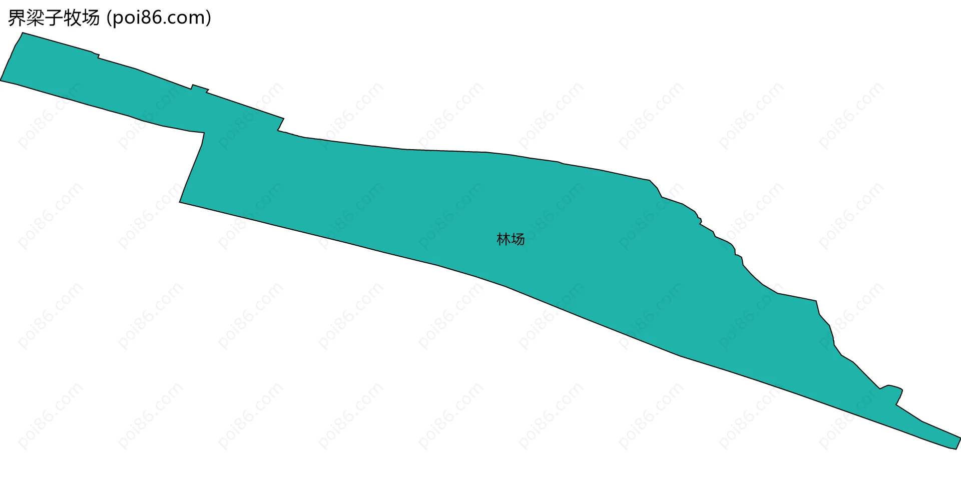 界梁子牧场边界地图(五级行政区划)