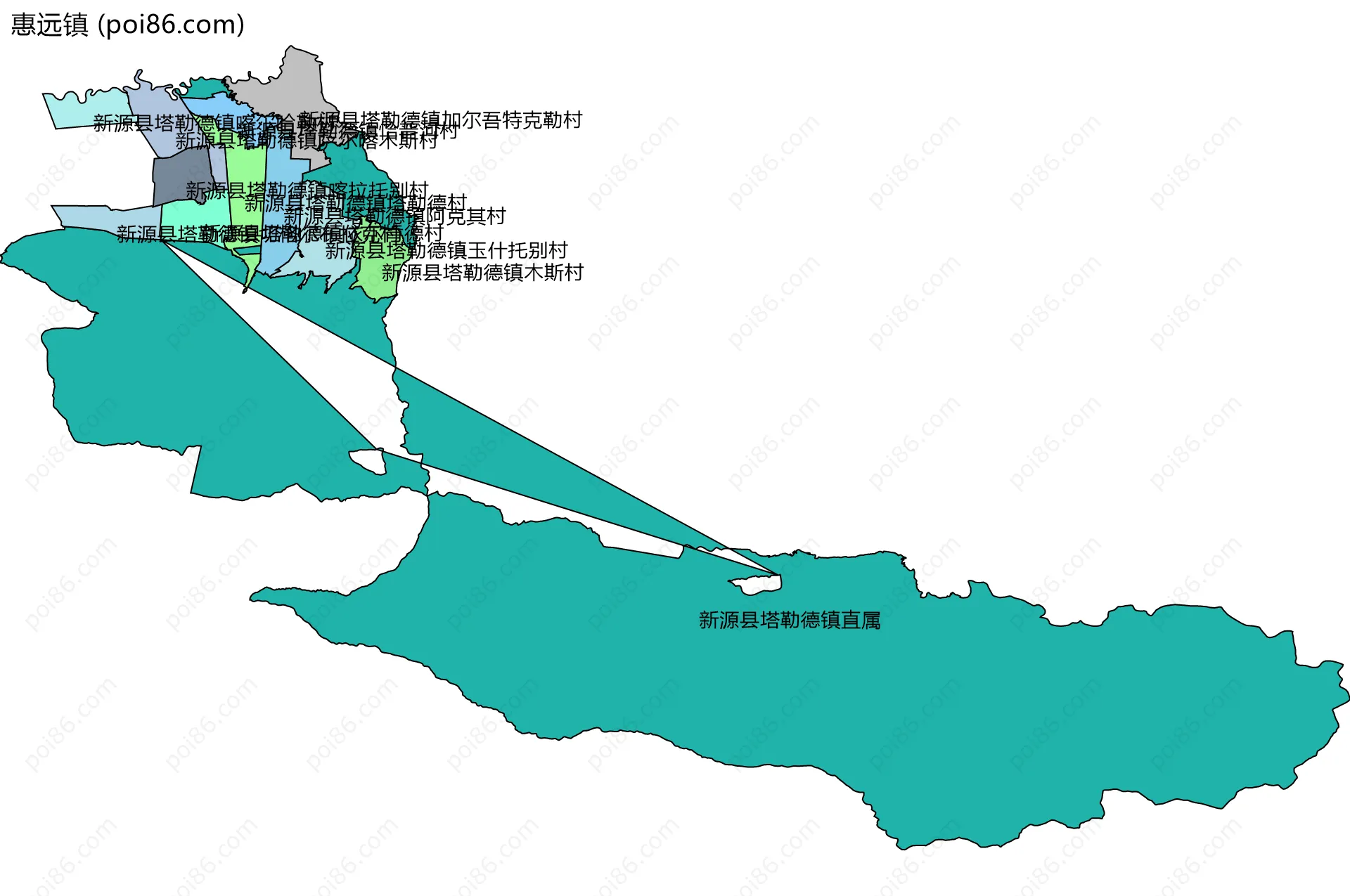 惠远镇边界地图(五级行政区划)