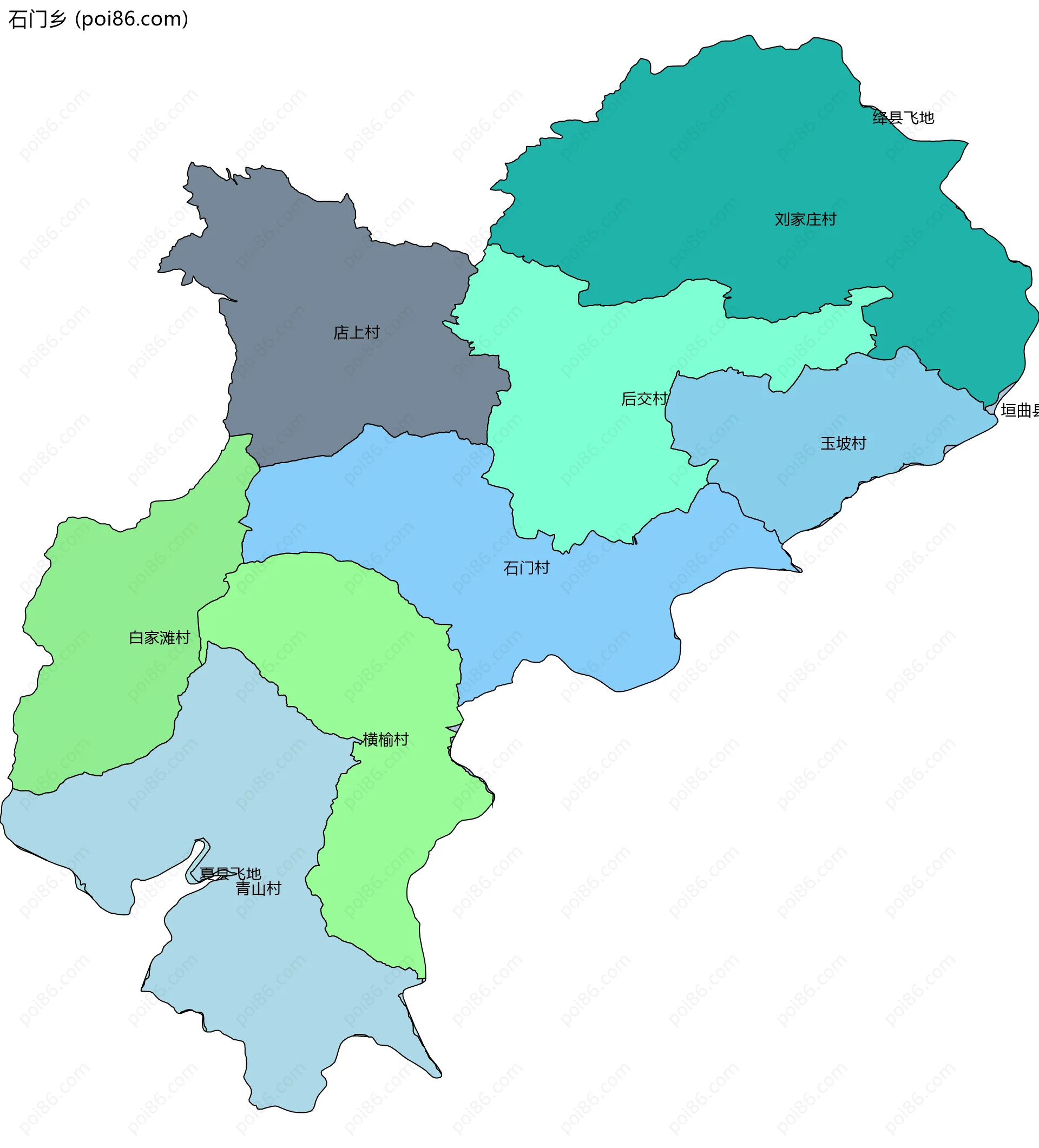 石门乡边界地图(五级行政区划)