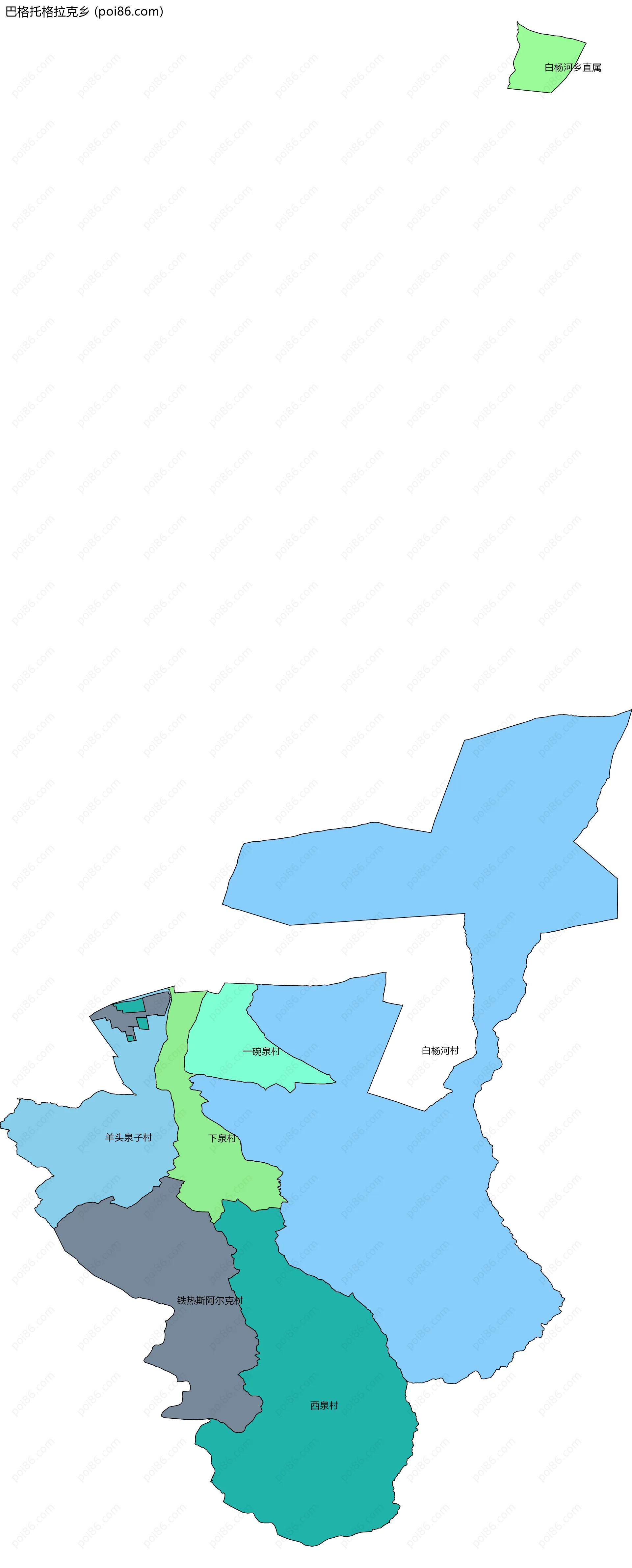 巴格托格拉克乡边界地图(五级行政区划)