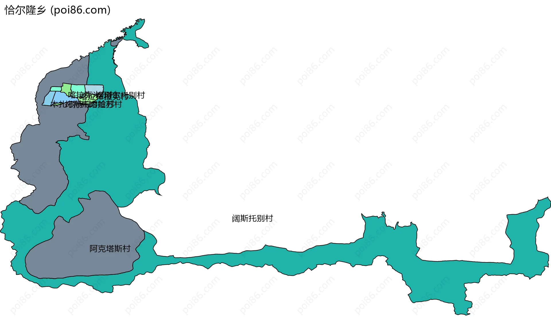 恰尔隆乡边界地图(五级行政区划)