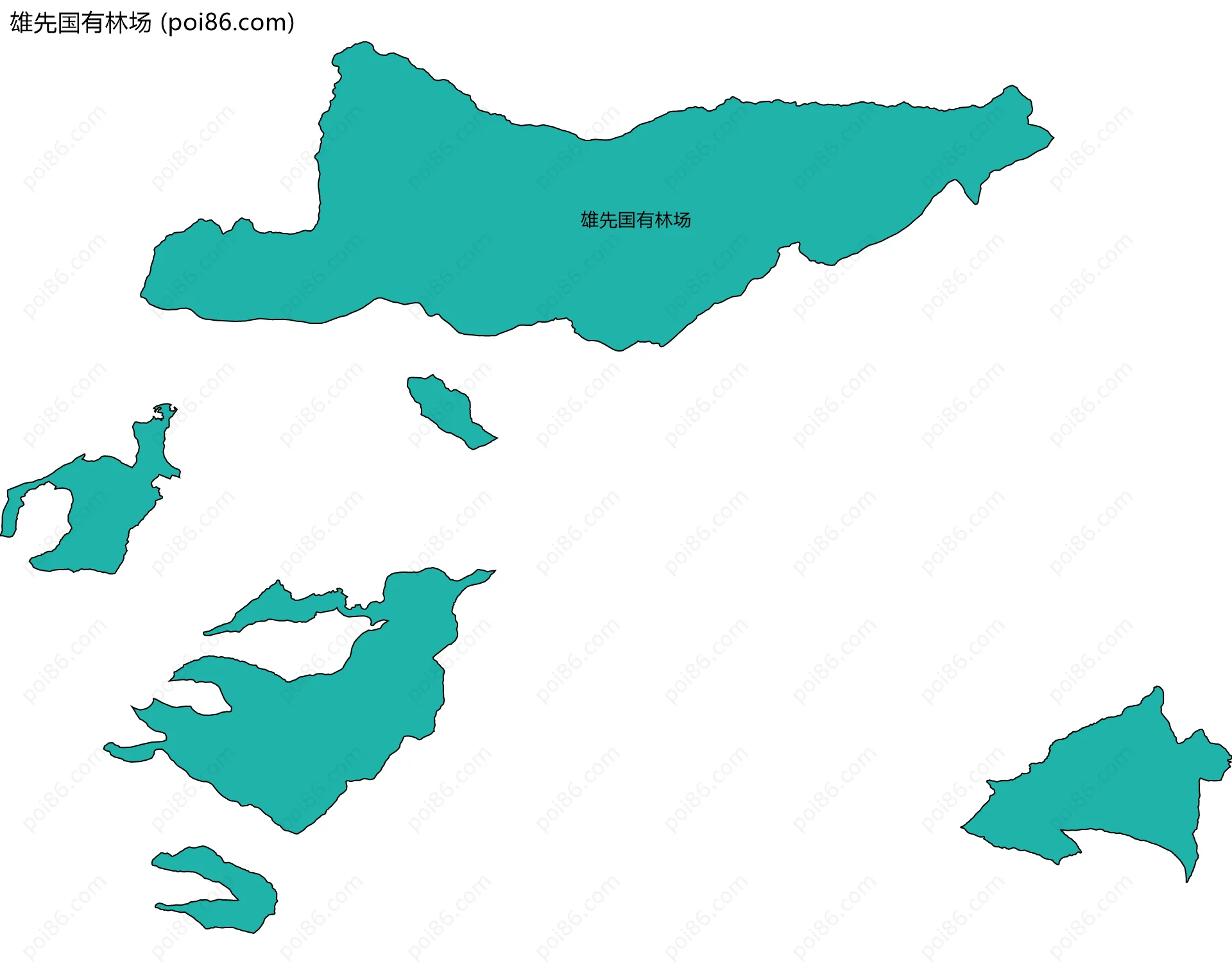 雄先国有林场边界地图(五级行政区划)