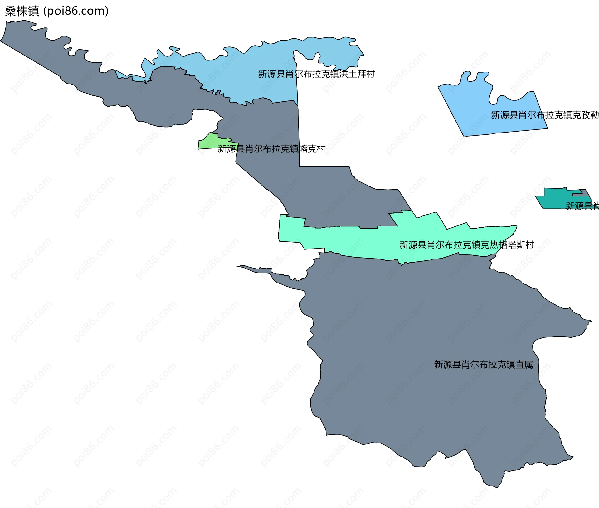 桑株镇边界地图(五级行政区划)