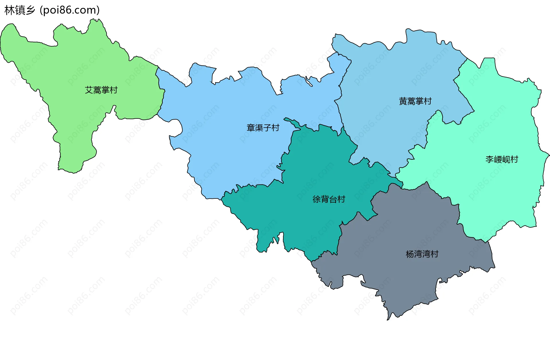 林镇乡边界地图(五级行政区划)