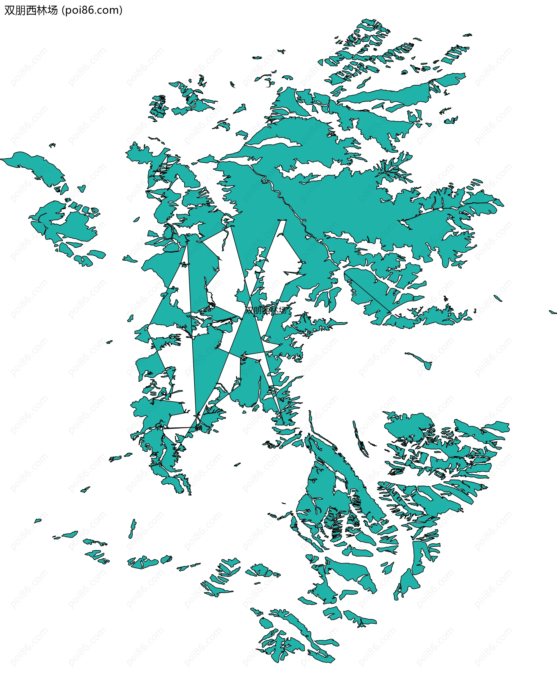 双朋西林场边界地图(五级行政区划)