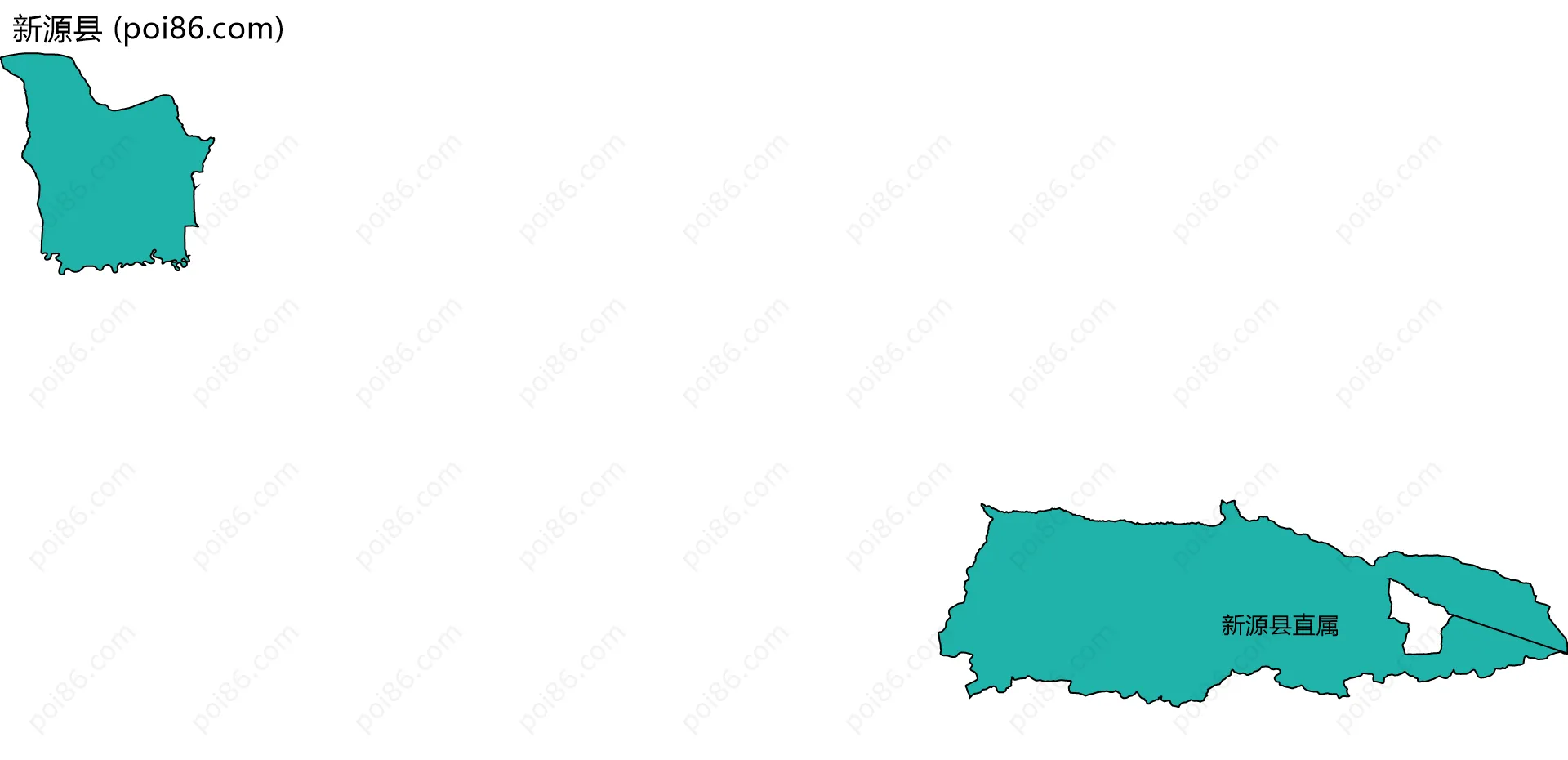 新源县边界地图(五级行政区划)