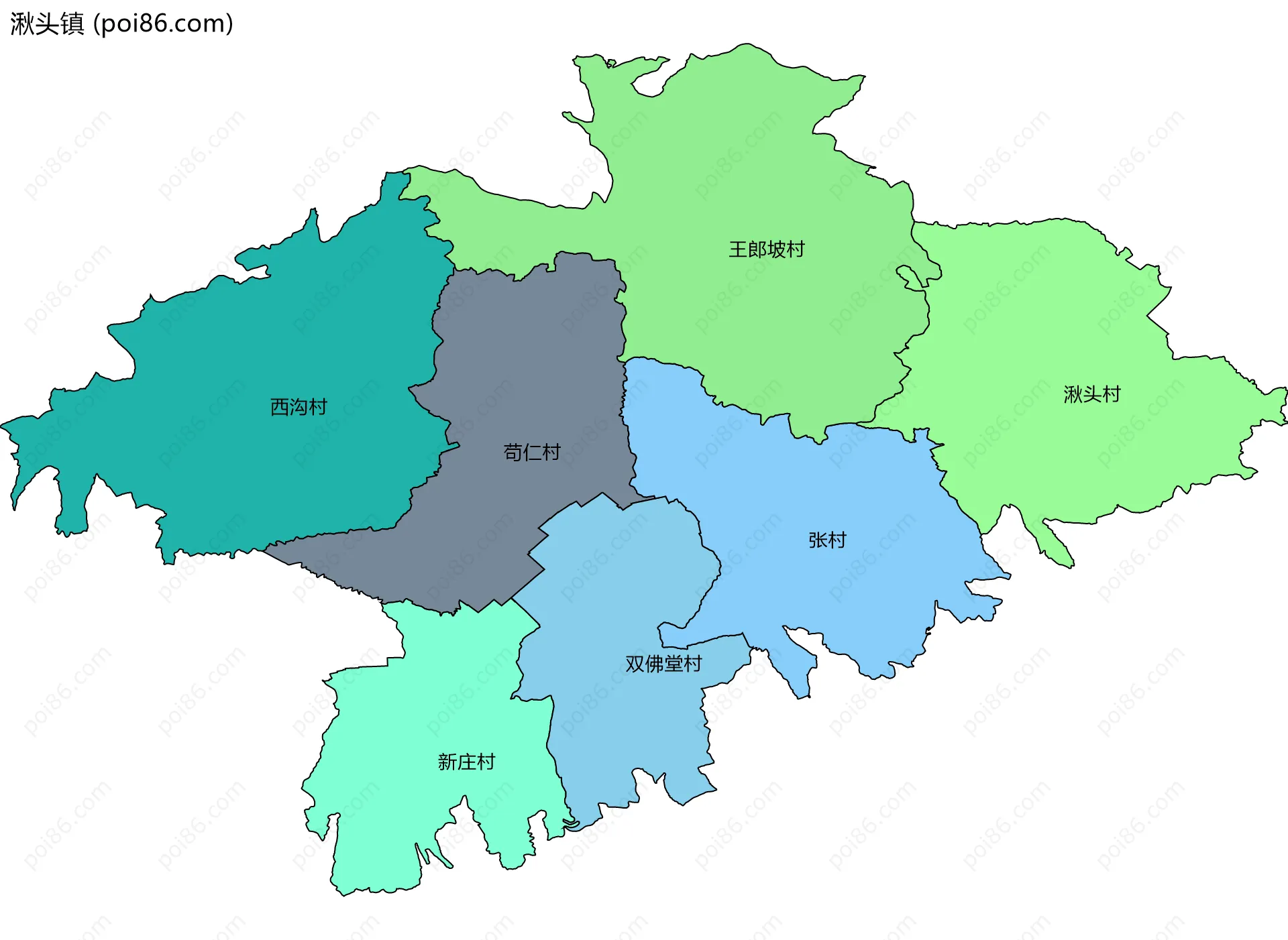 湫头镇边界地图(五级行政区划)