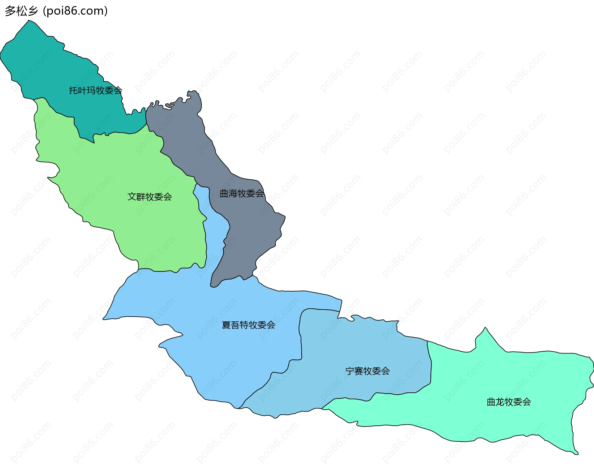 多松乡边界地图(五级行政区划)