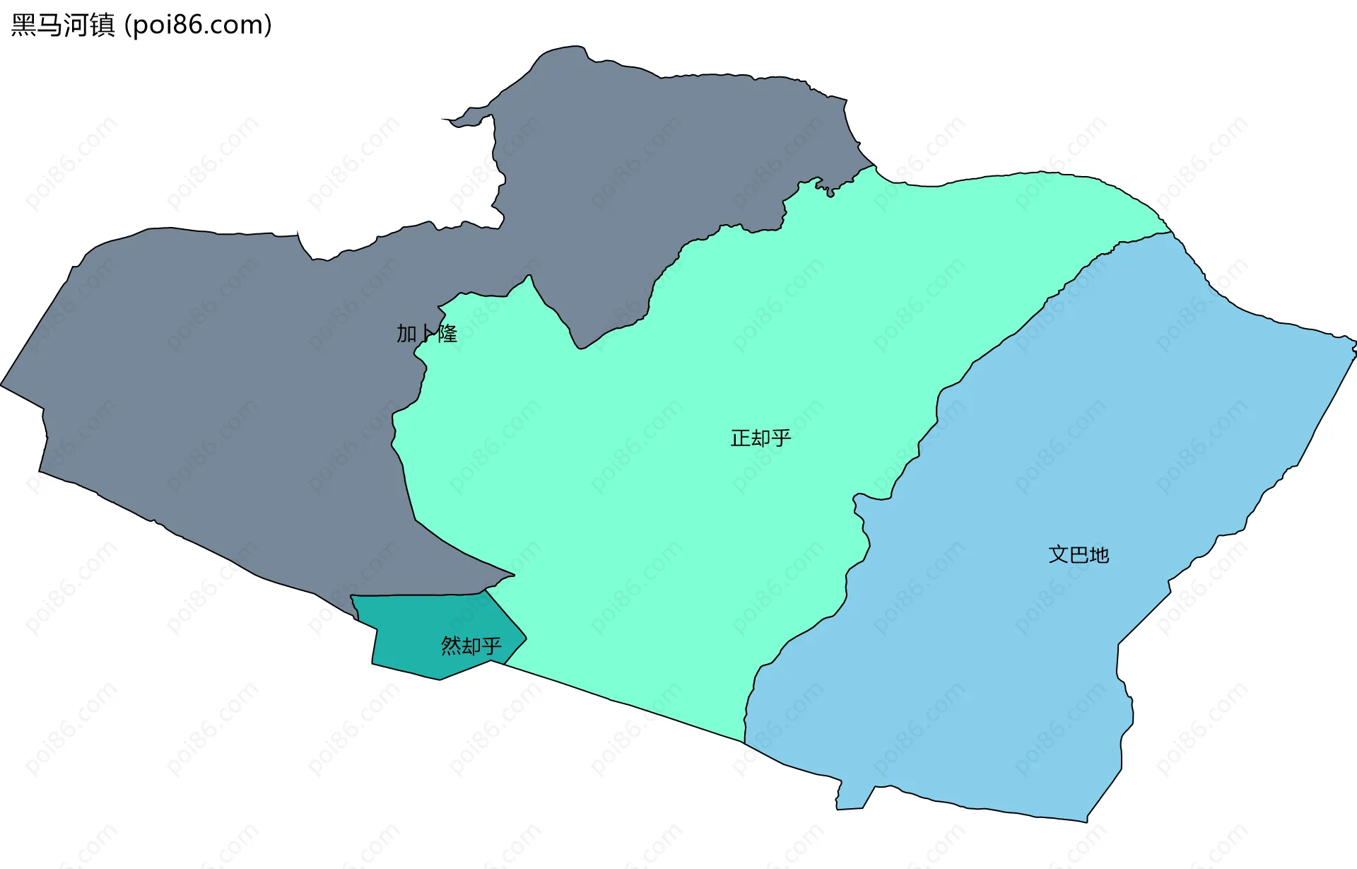 黑马河镇边界地图(五级行政区划)