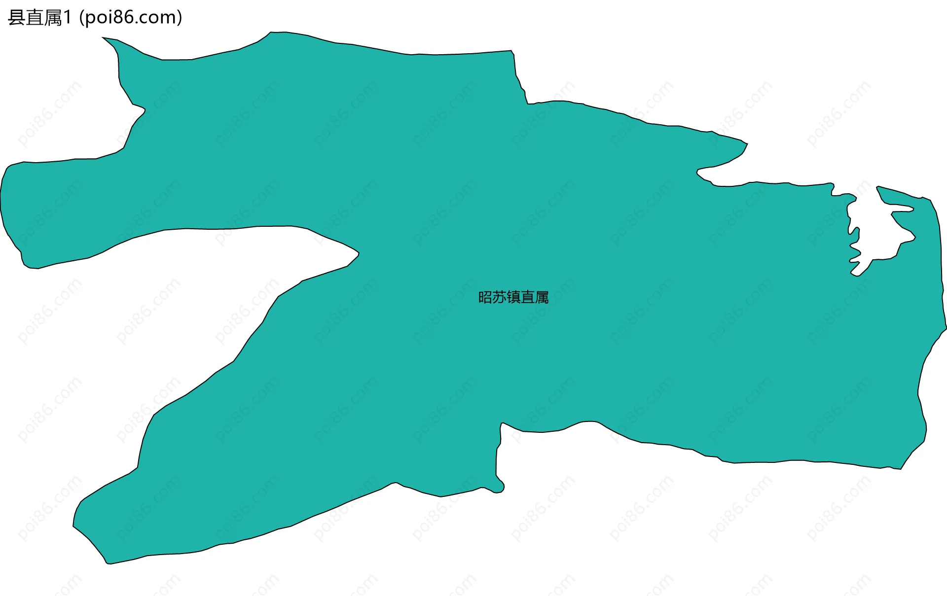 县直属1边界地图(五级行政区划)