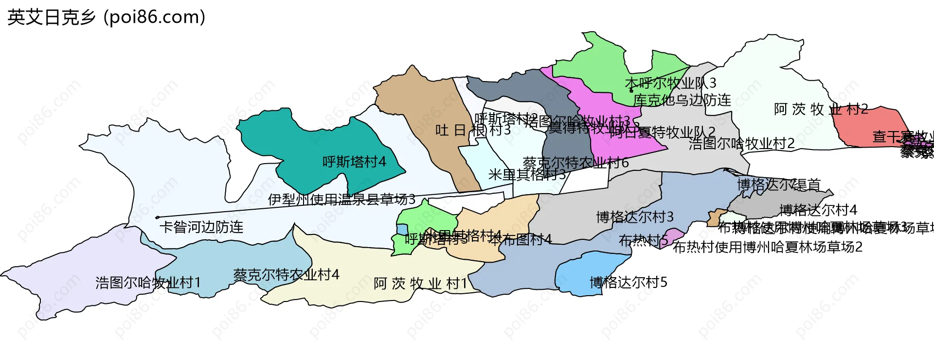 英艾日克乡边界地图(五级行政区划)