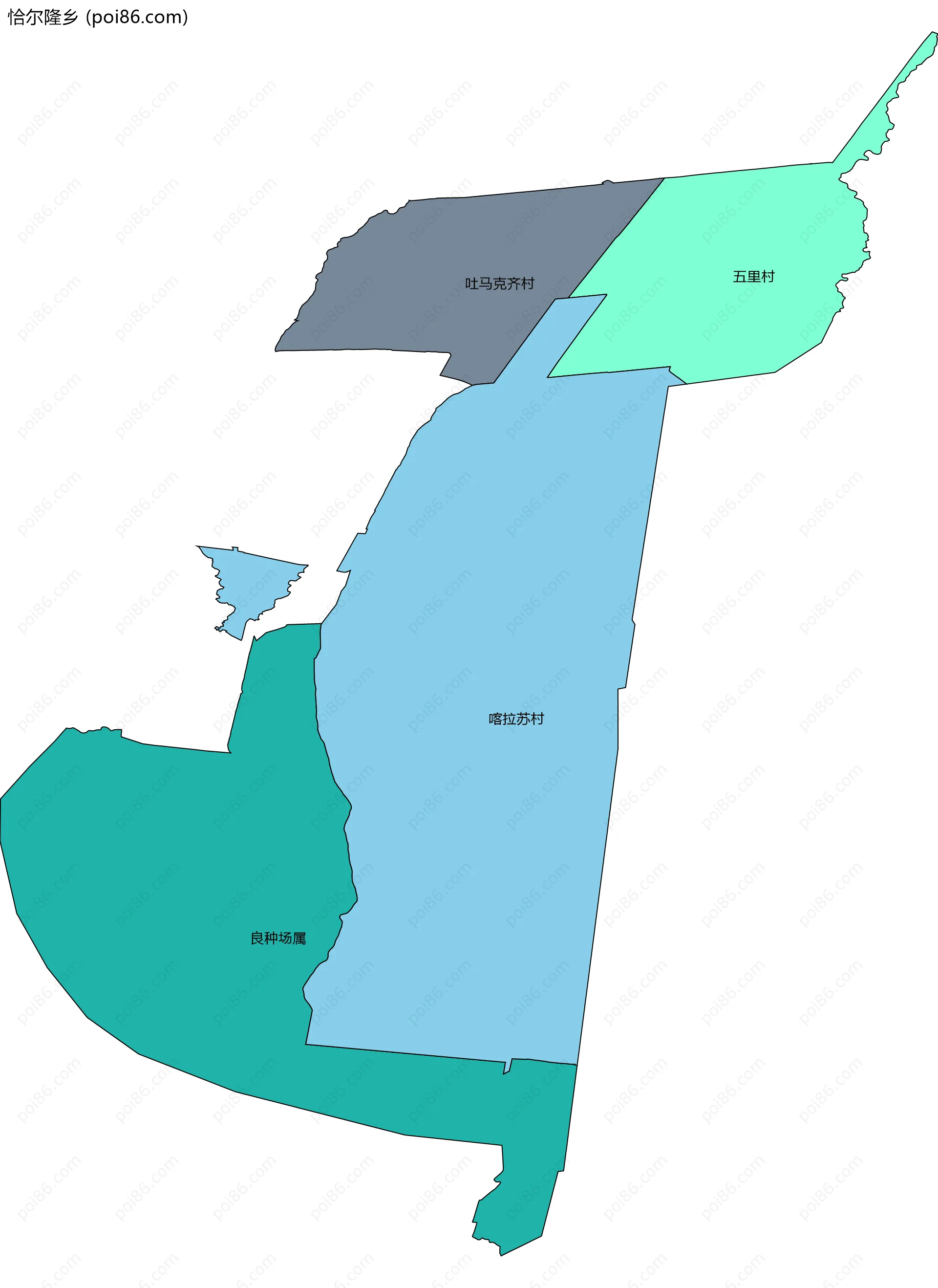 恰尔隆乡边界地图(五级行政区划)