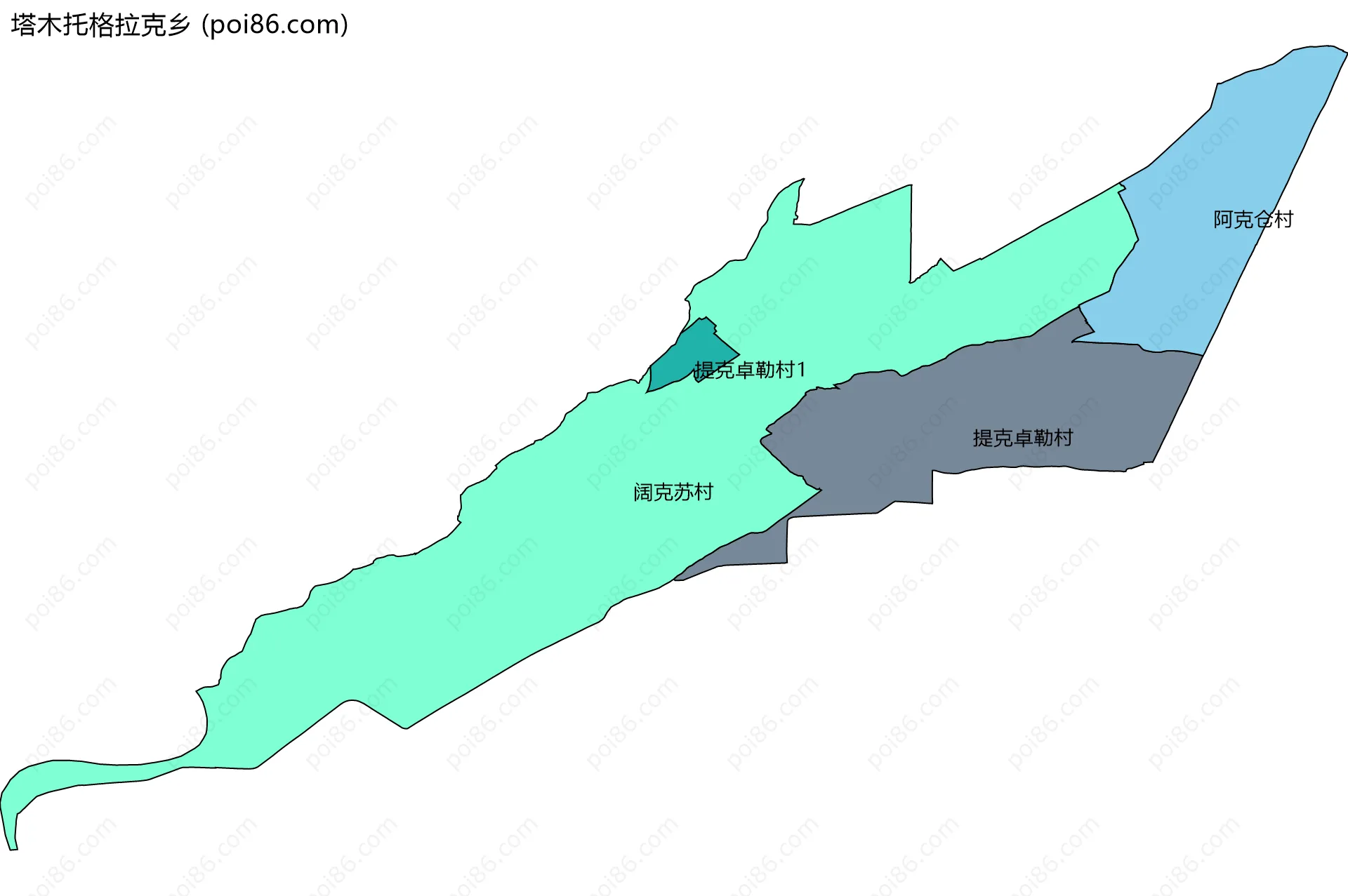 塔木托格拉克乡边界地图(五级行政区划)