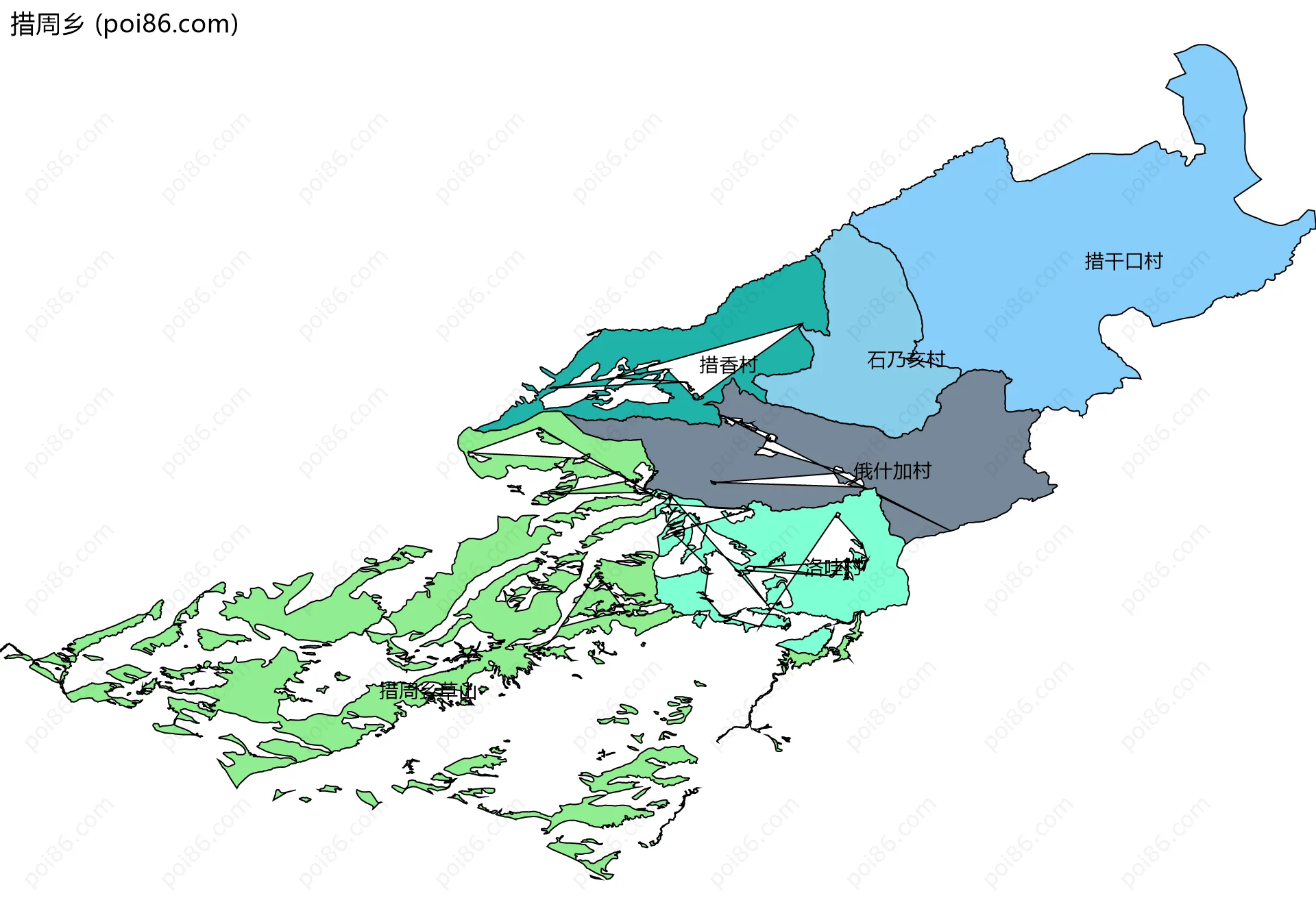 措周乡边界地图(五级行政区划)
