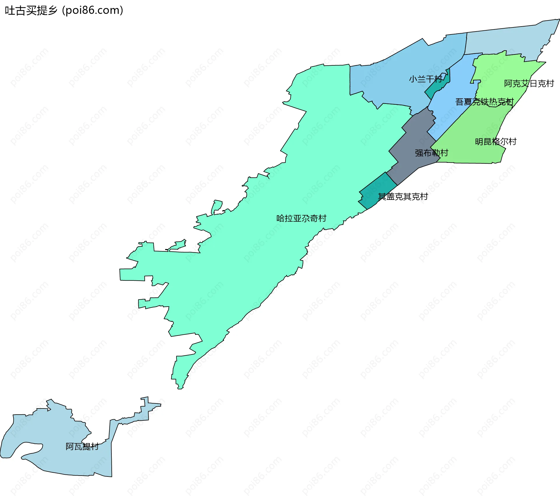 吐古买提乡边界地图(五级行政区划)