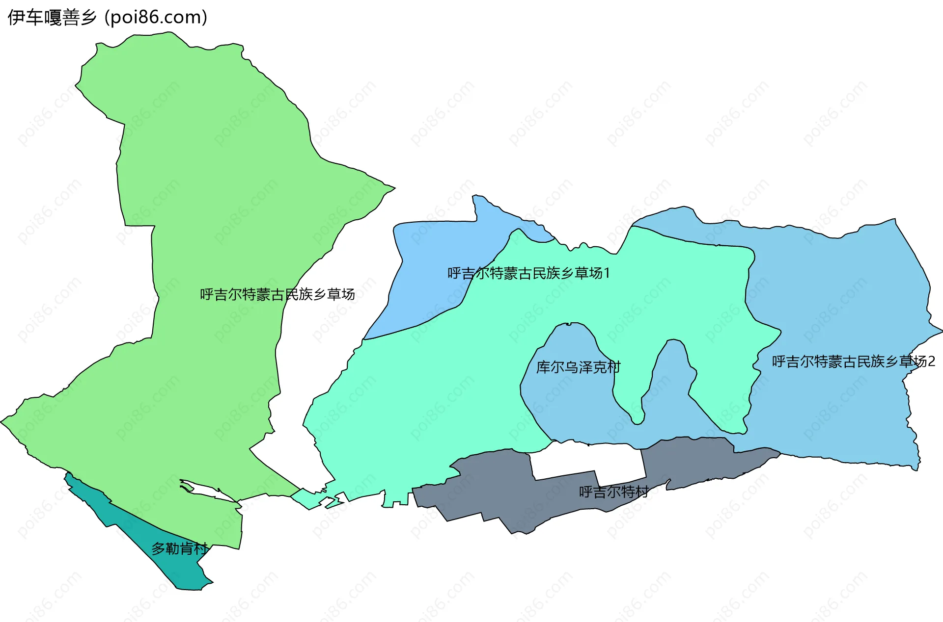 伊车嘎善乡边界地图(五级行政区划)