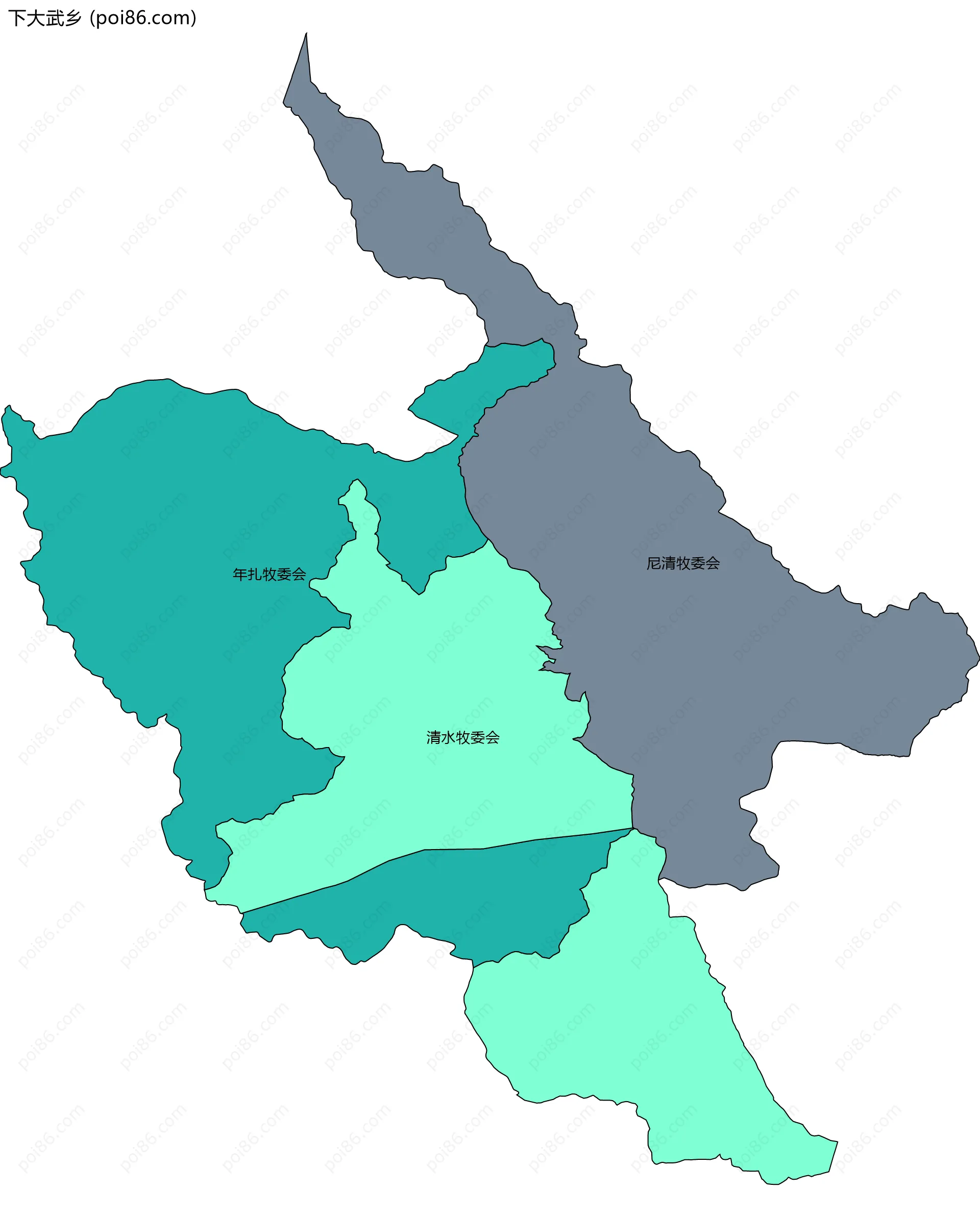 下大武乡边界地图(五级行政区划)