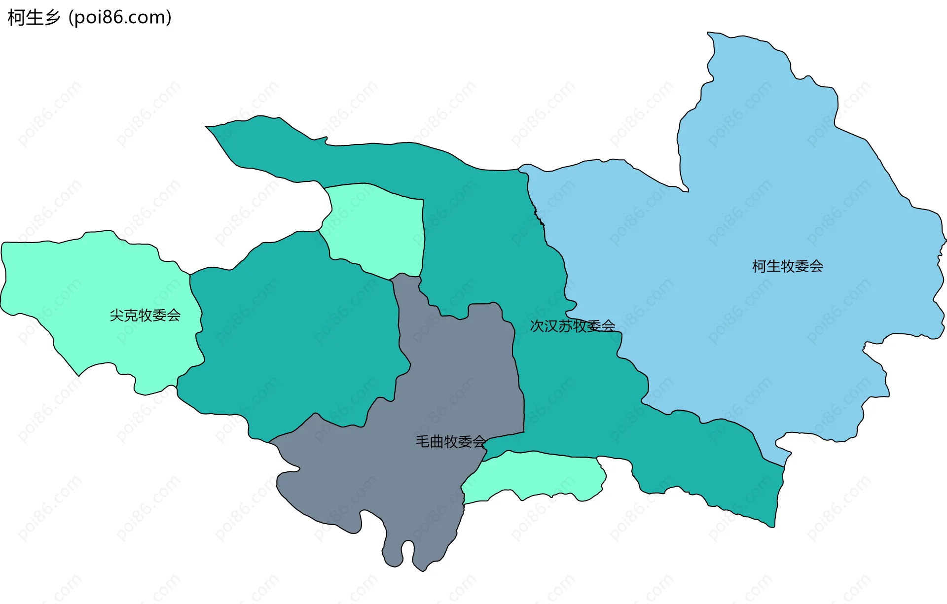 柯生乡边界地图(五级行政区划)