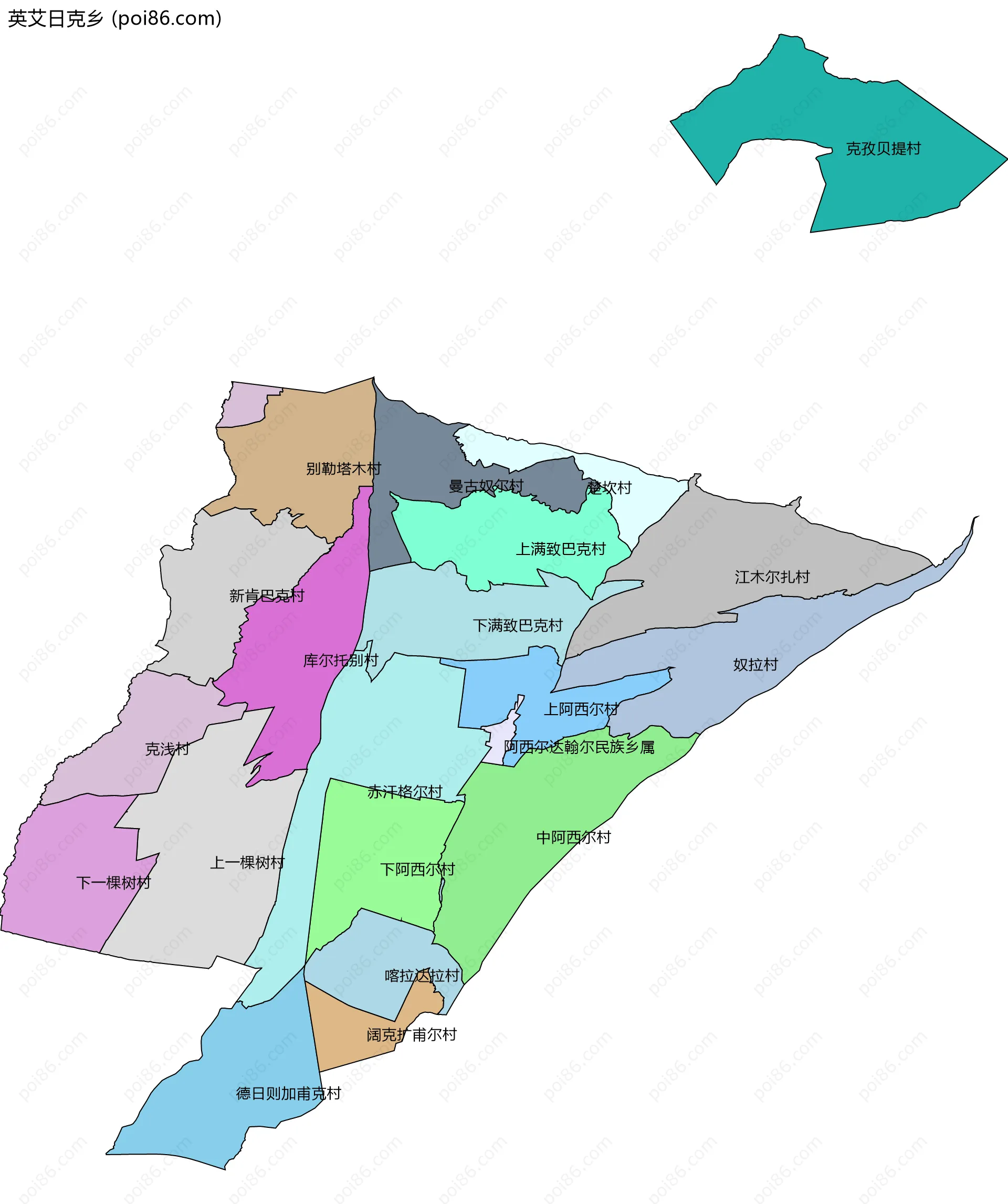 英艾日克乡边界地图(五级行政区划)