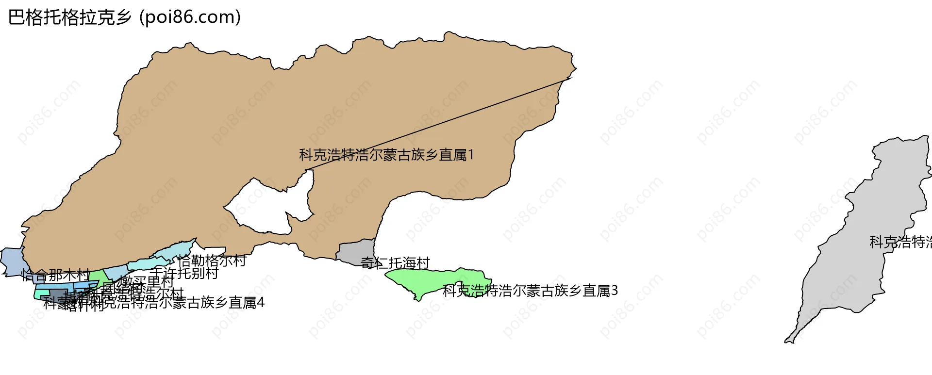 巴格托格拉克乡边界地图(五级行政区划)