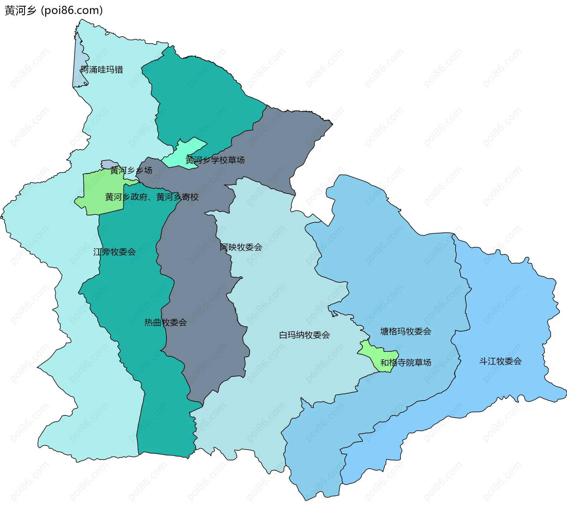 黄河乡边界地图(五级行政区划)