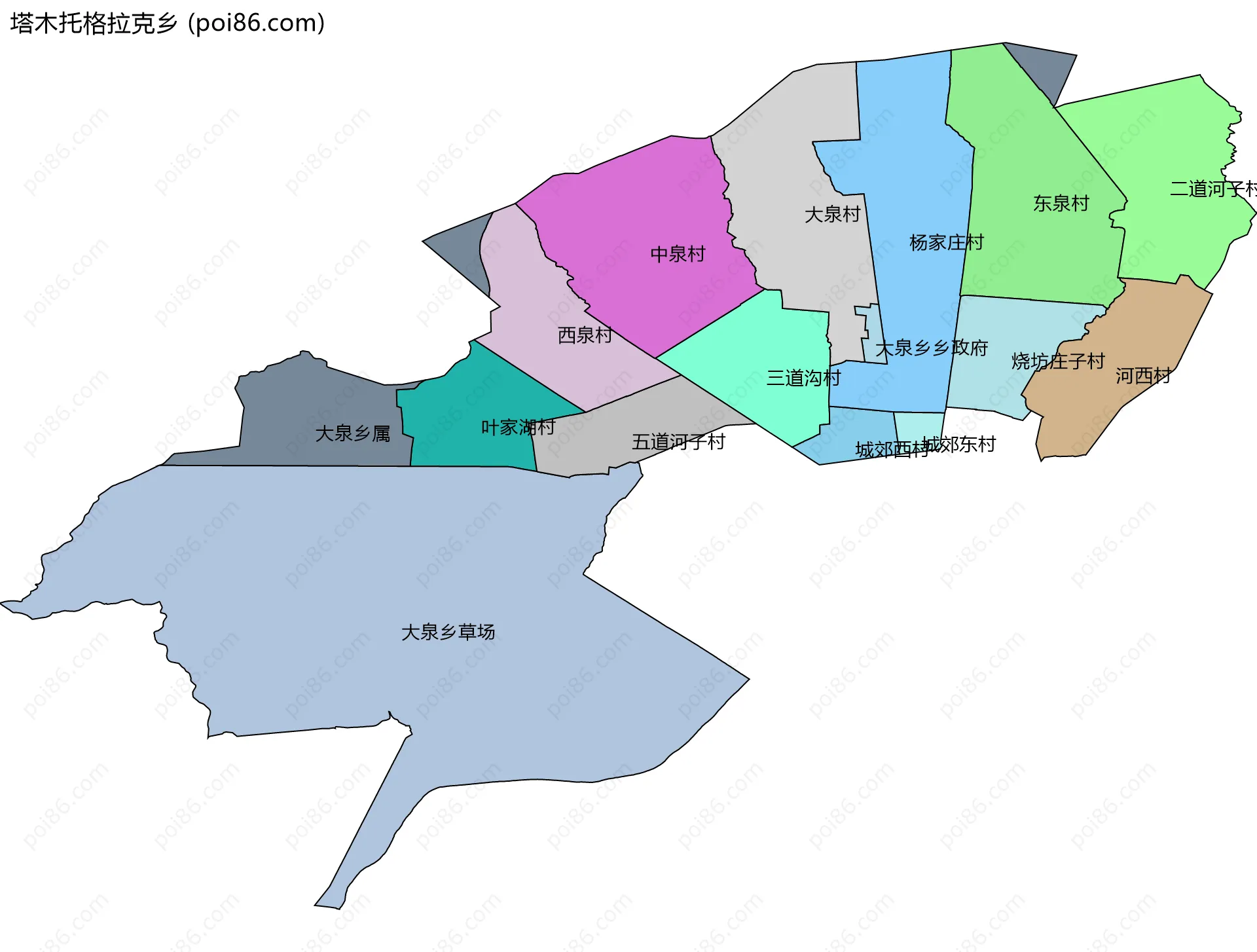 塔木托格拉克乡边界地图(五级行政区划)