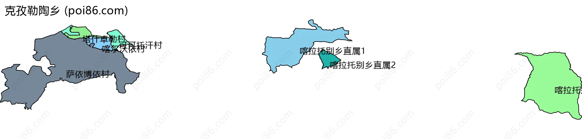 克孜勒陶乡边界地图(五级行政区划)
