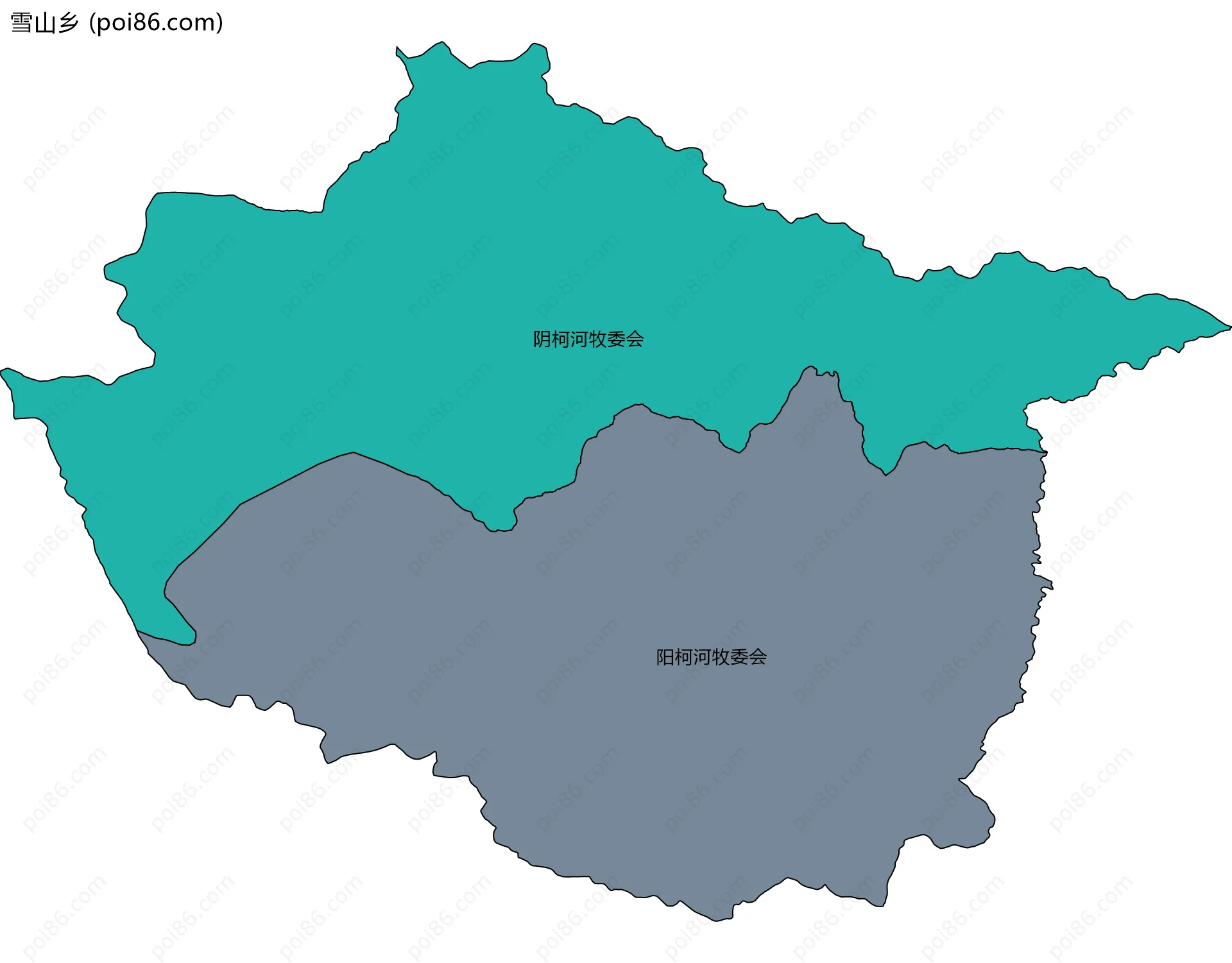 雪山乡边界地图(五级行政区划)