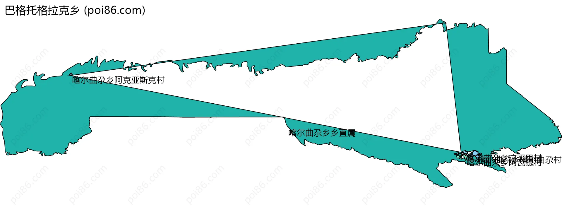 巴格托格拉克乡边界地图(五级行政区划)