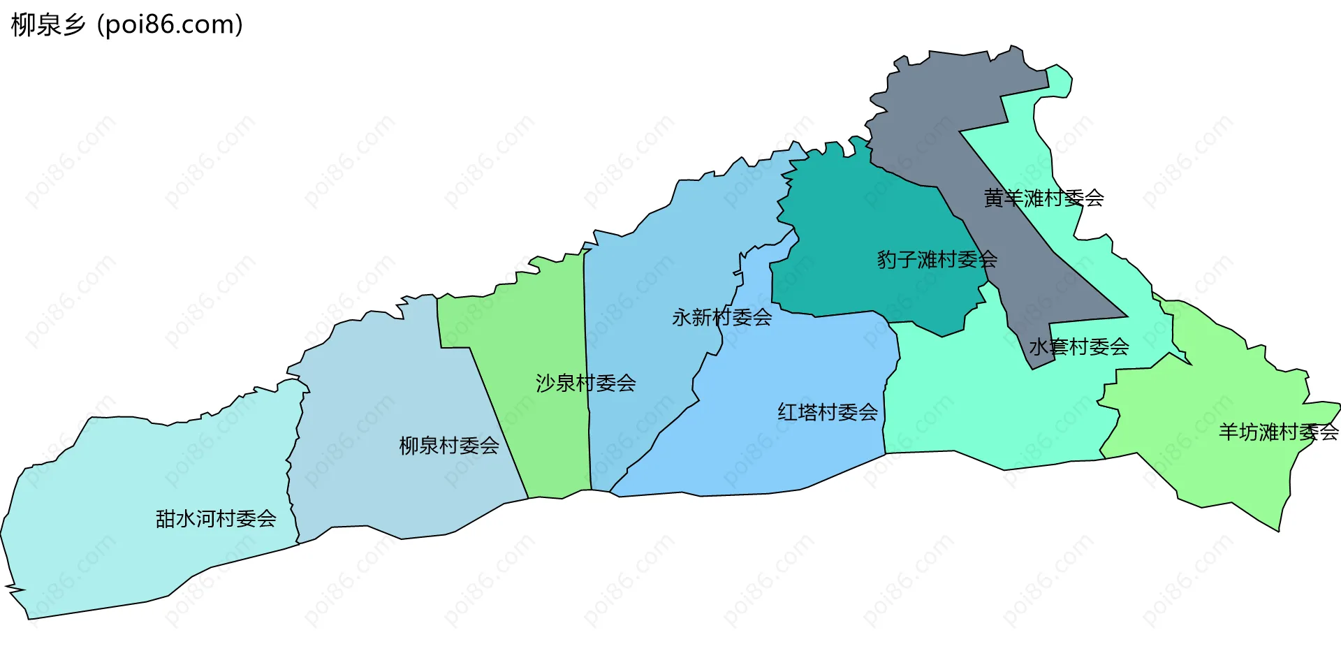 柳泉乡边界地图(五级行政区划)