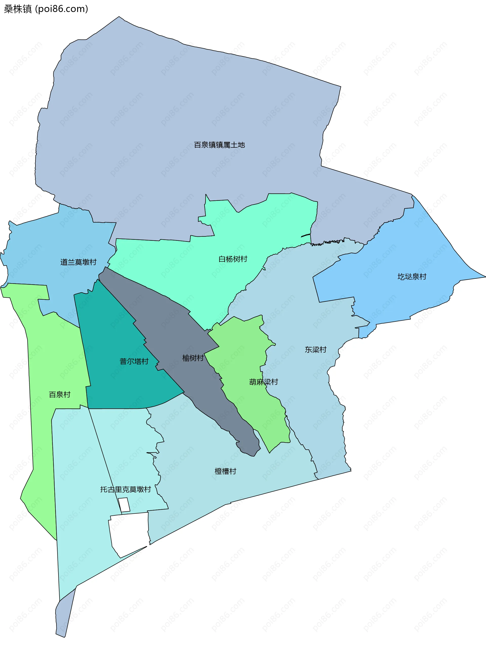 桑株镇边界地图(五级行政区划)