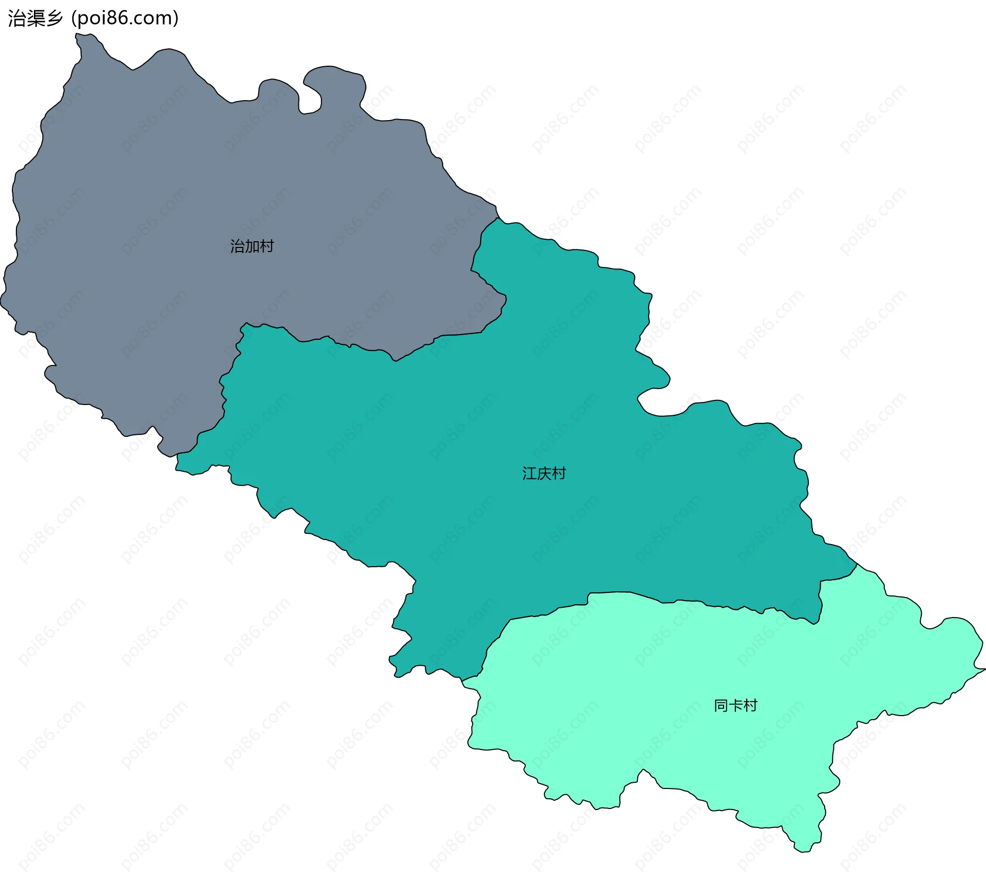 治渠乡边界地图(五级行政区划)