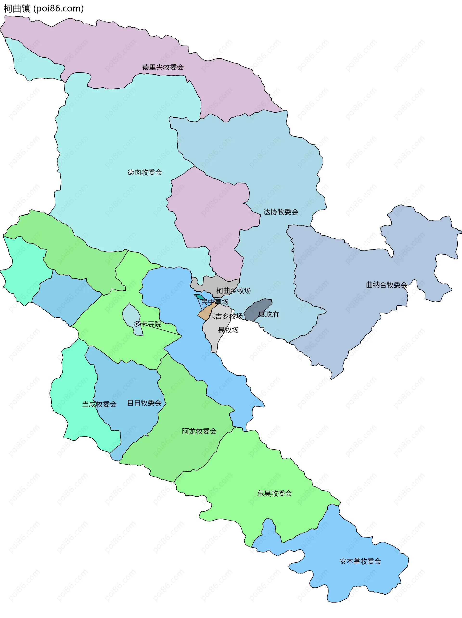 柯曲镇边界地图(五级行政区划)