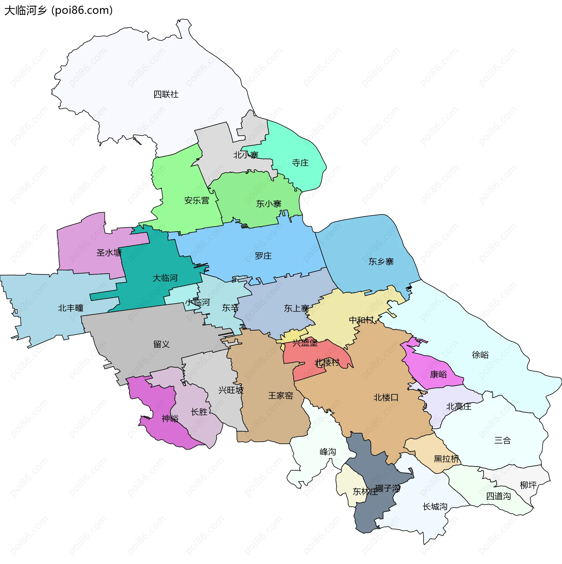 大临河乡边界地图(五级行政区划)