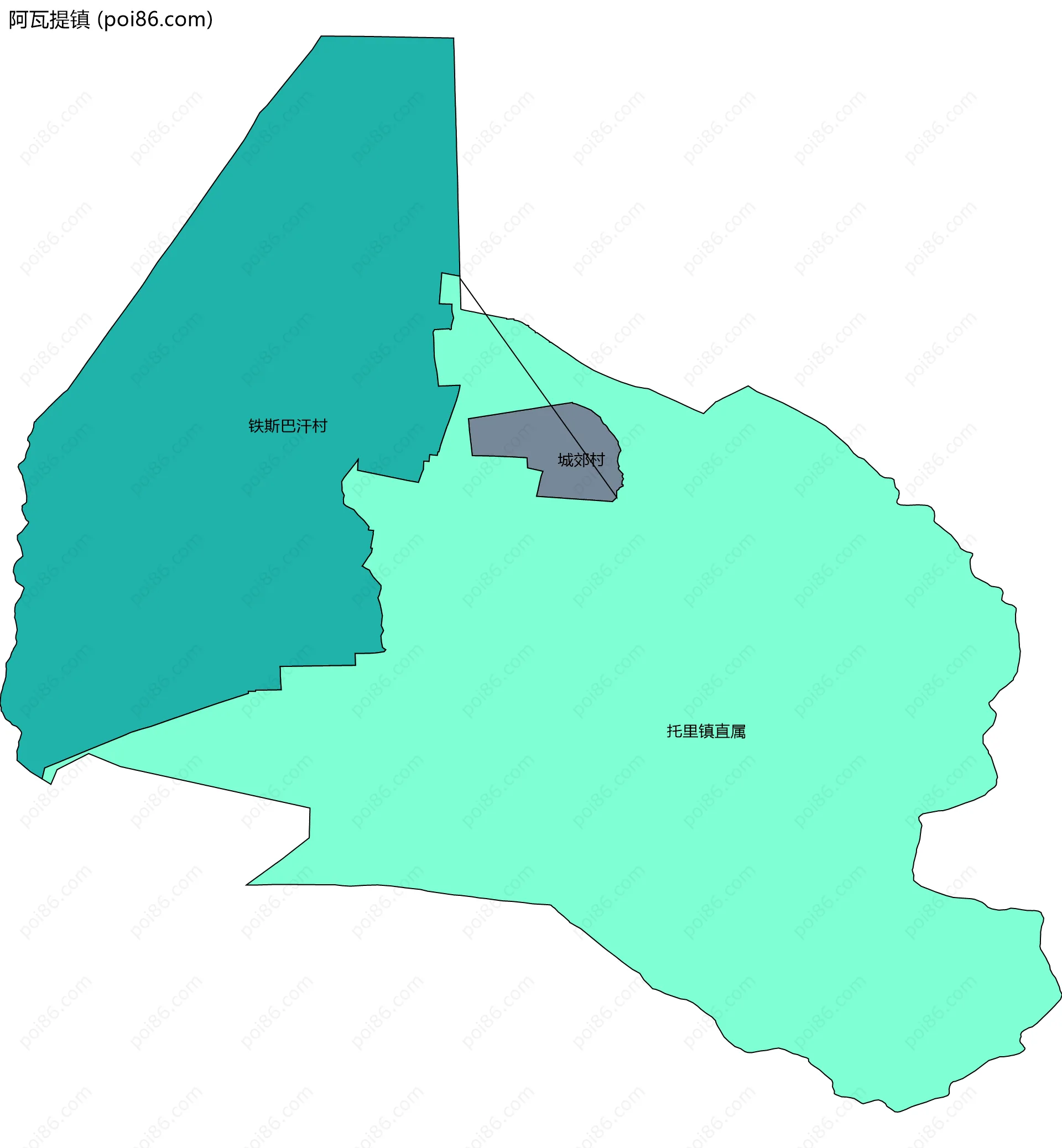 阿瓦提镇边界地图(五级行政区划)