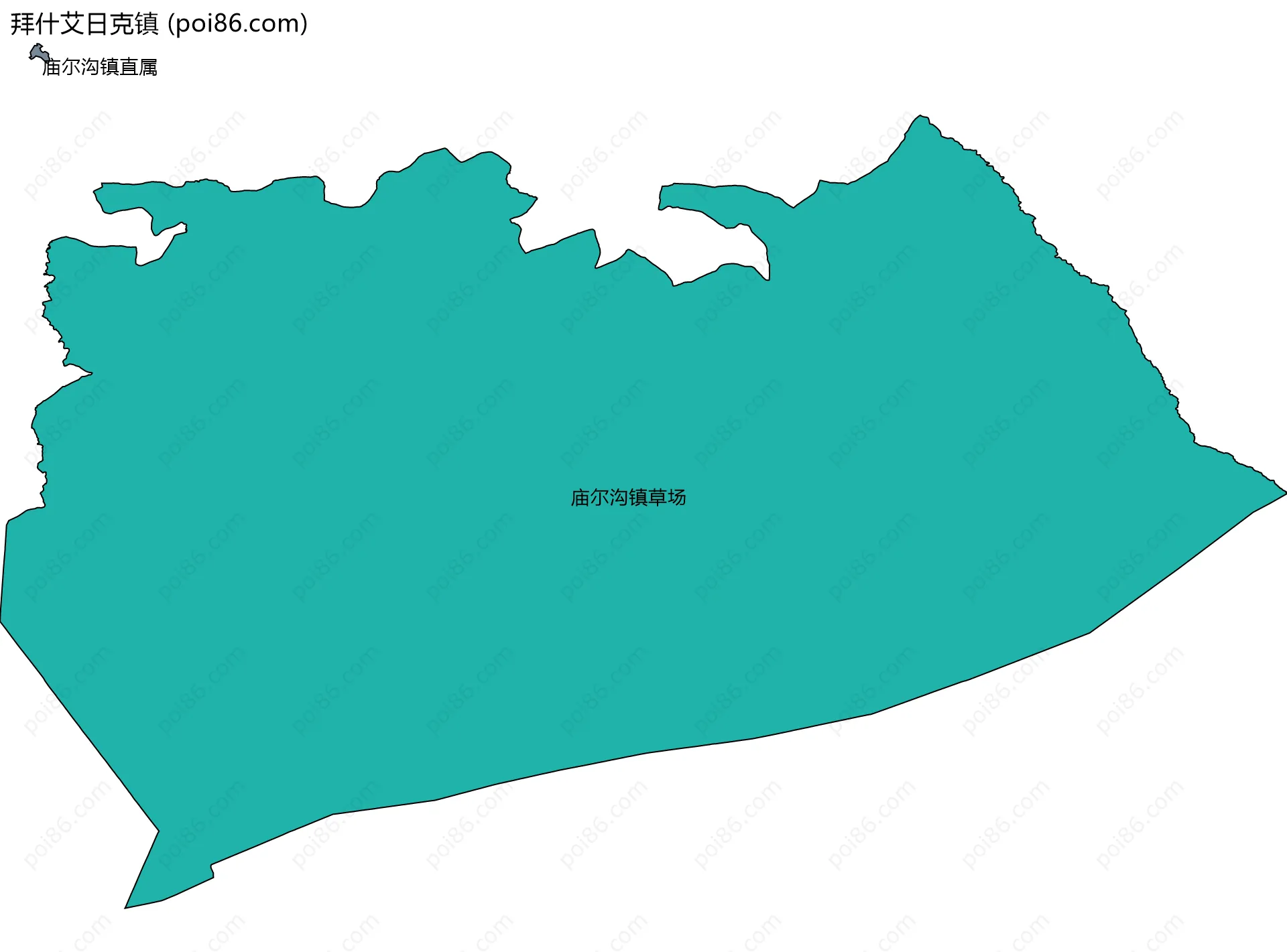 拜什艾日克镇边界地图(五级行政区划)
