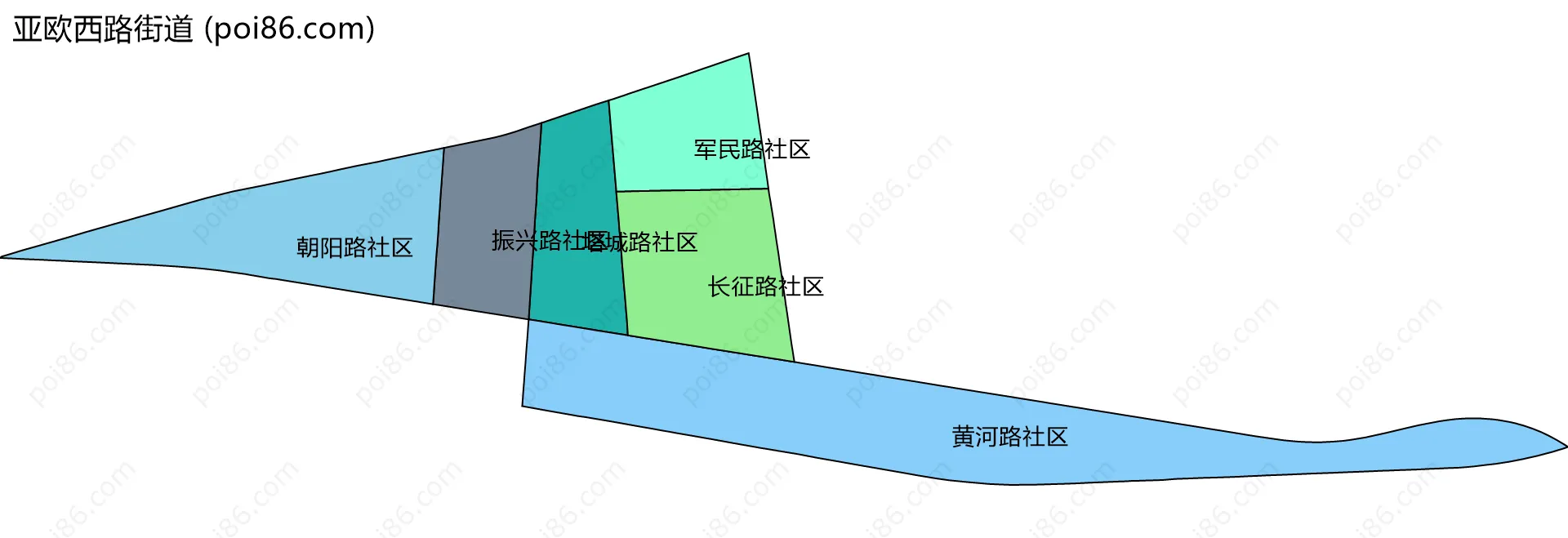 亚欧西路街道边界地图(五级行政区划)