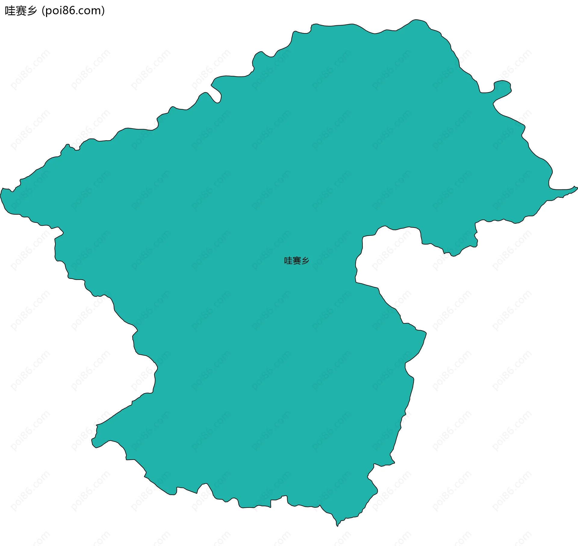 哇赛乡边界地图(五级行政区划)