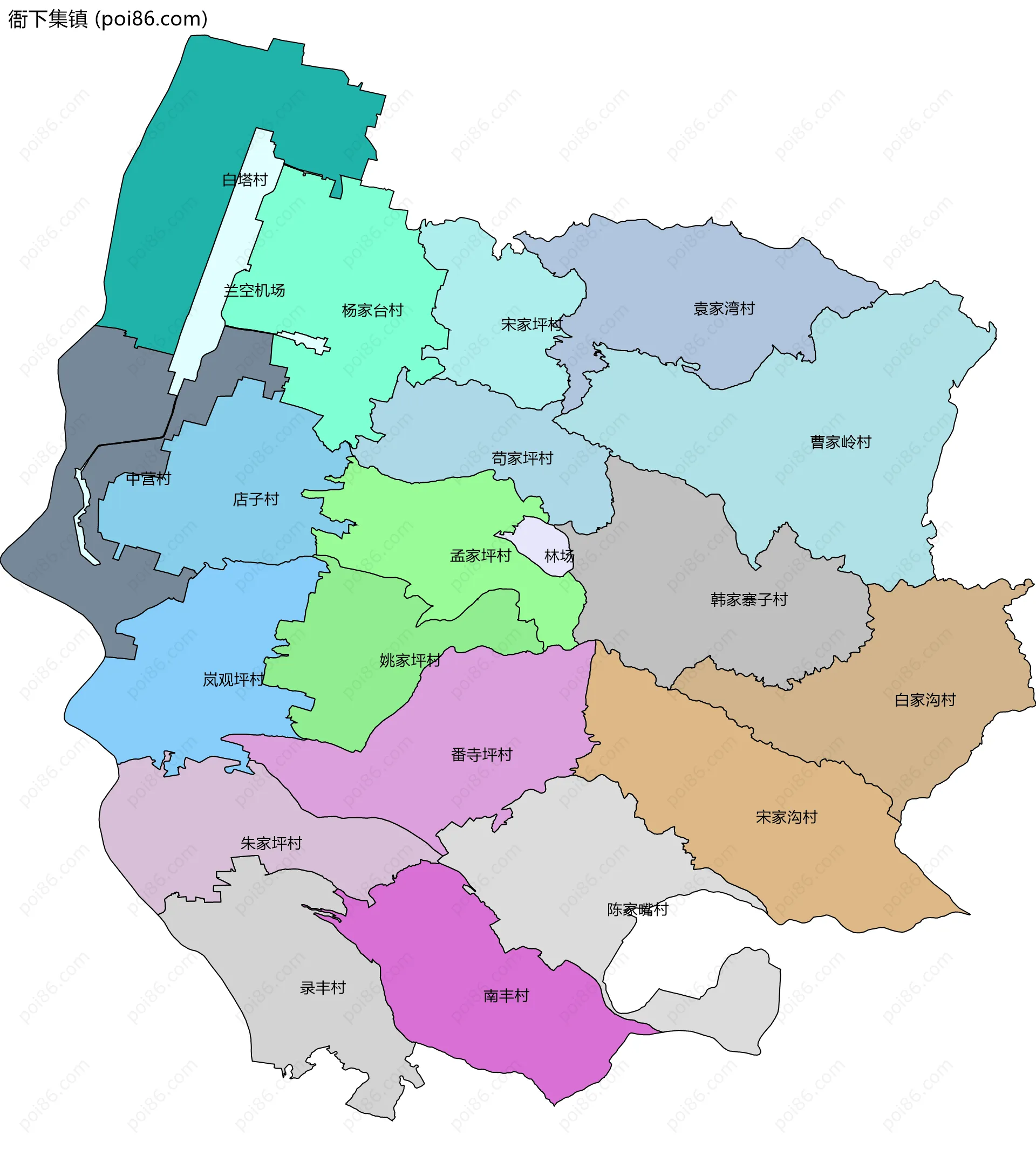 衙下集镇边界地图(五级行政区划)