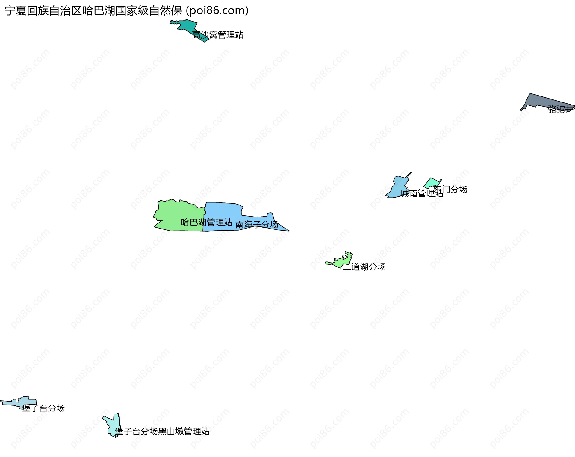 宁夏回族自治区哈巴湖国家级自然保边界地图(五级行政区划)
