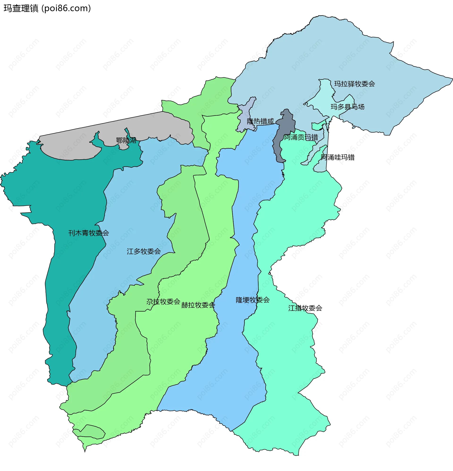 玛查理镇边界地图(五级行政区划)