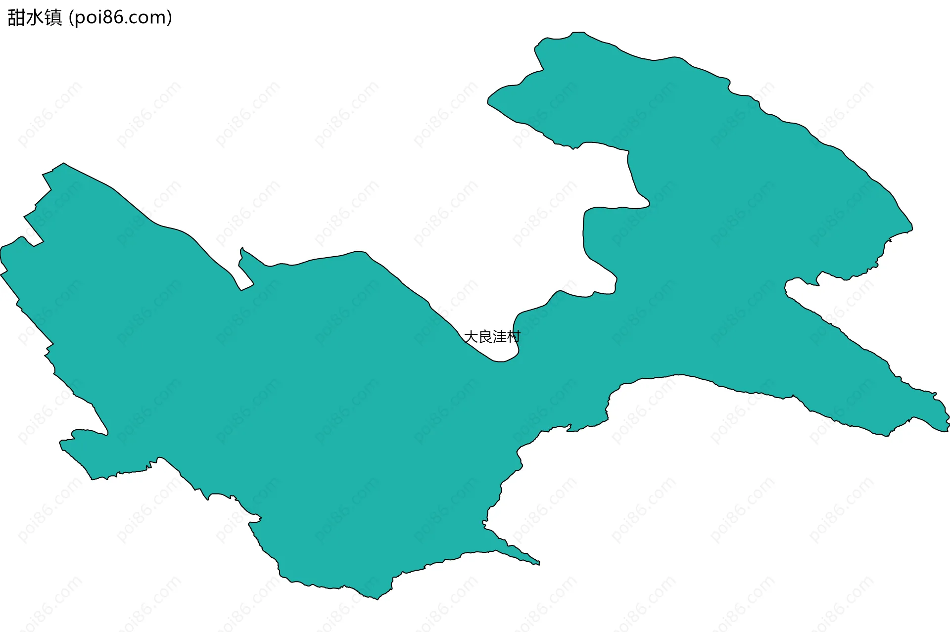 甜水镇边界地图(五级行政区划)