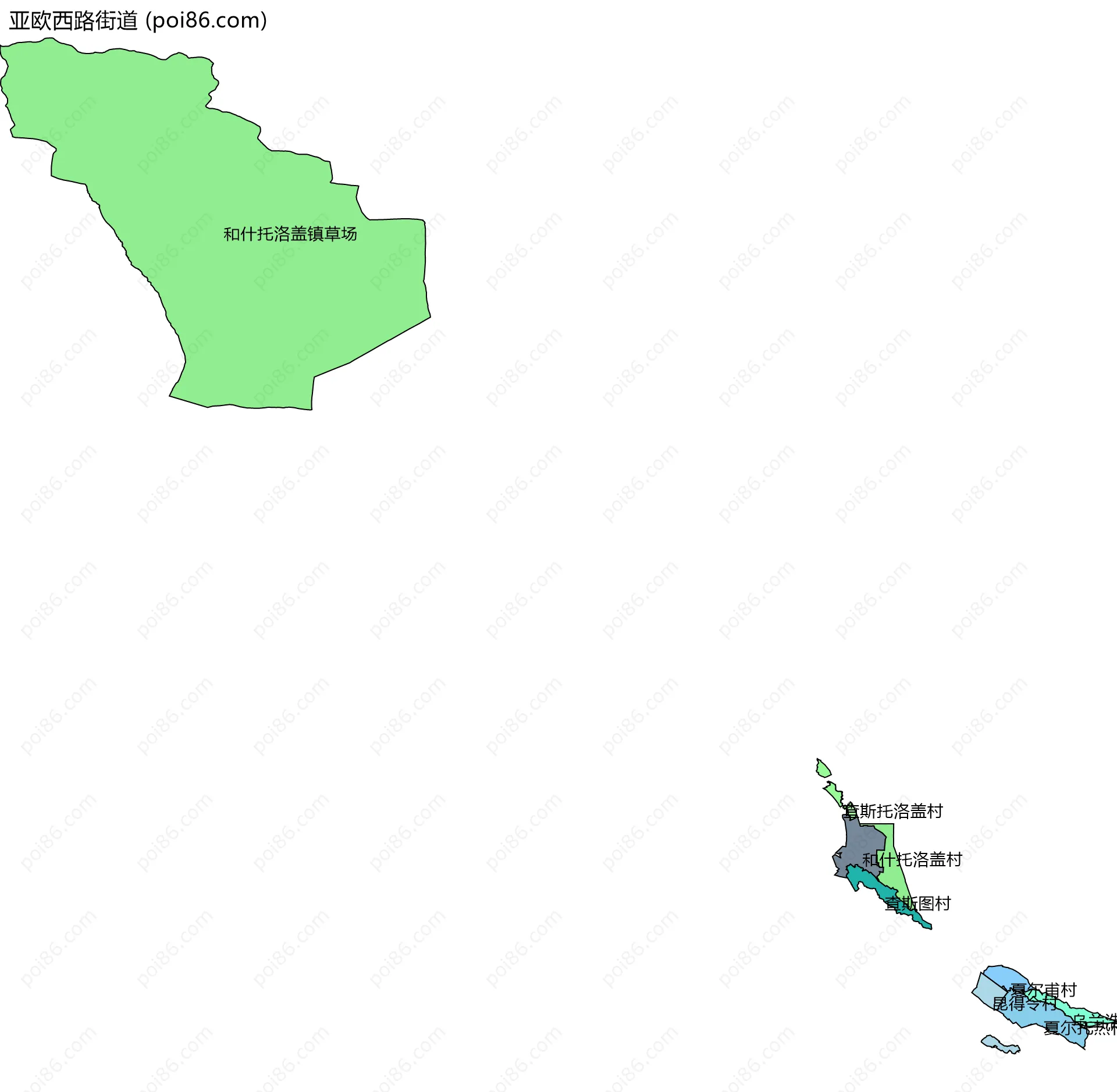 亚欧西路街道边界地图(五级行政区划)